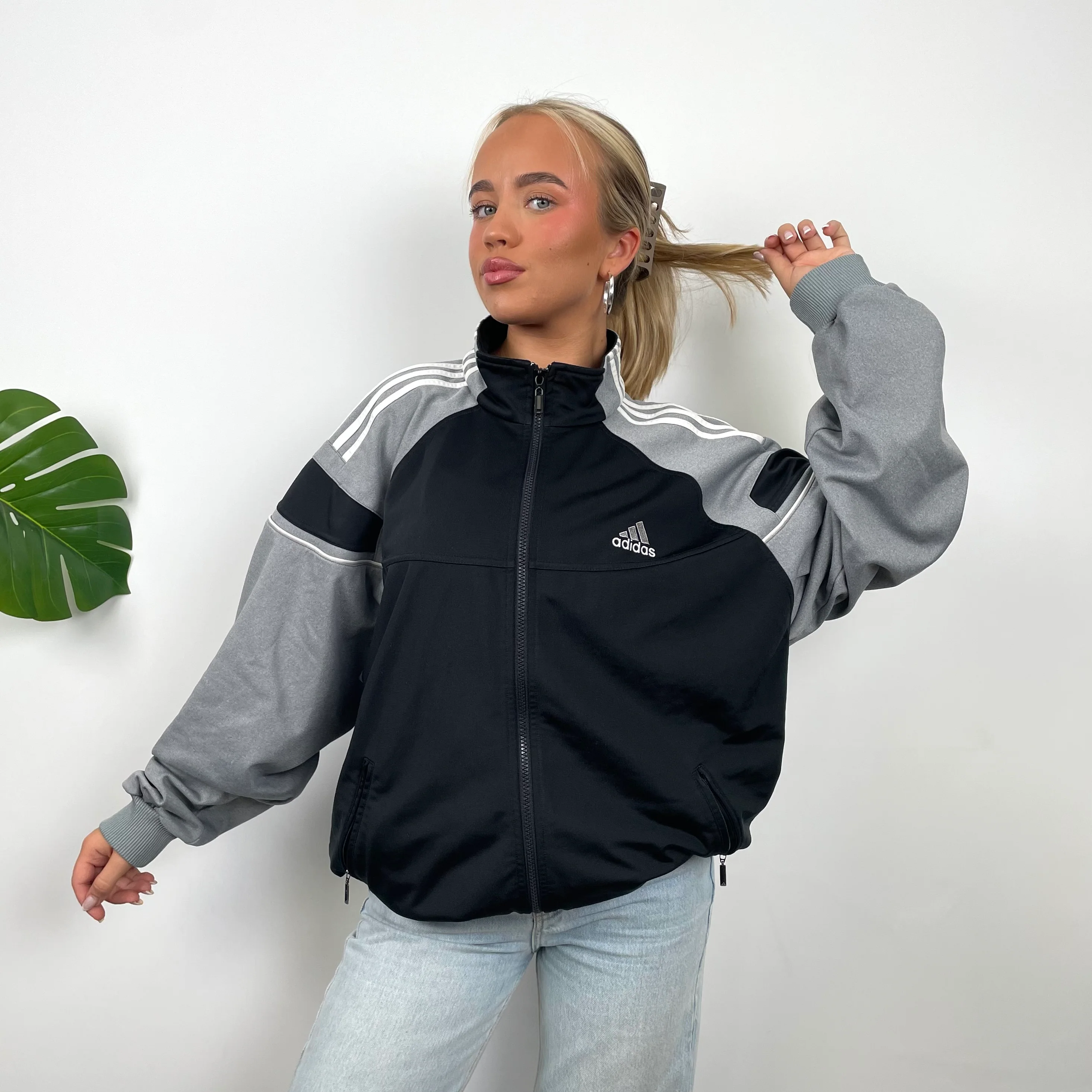 Adidas Embroidered Spell Out Zip Up Track Jacket (L) - Image 3