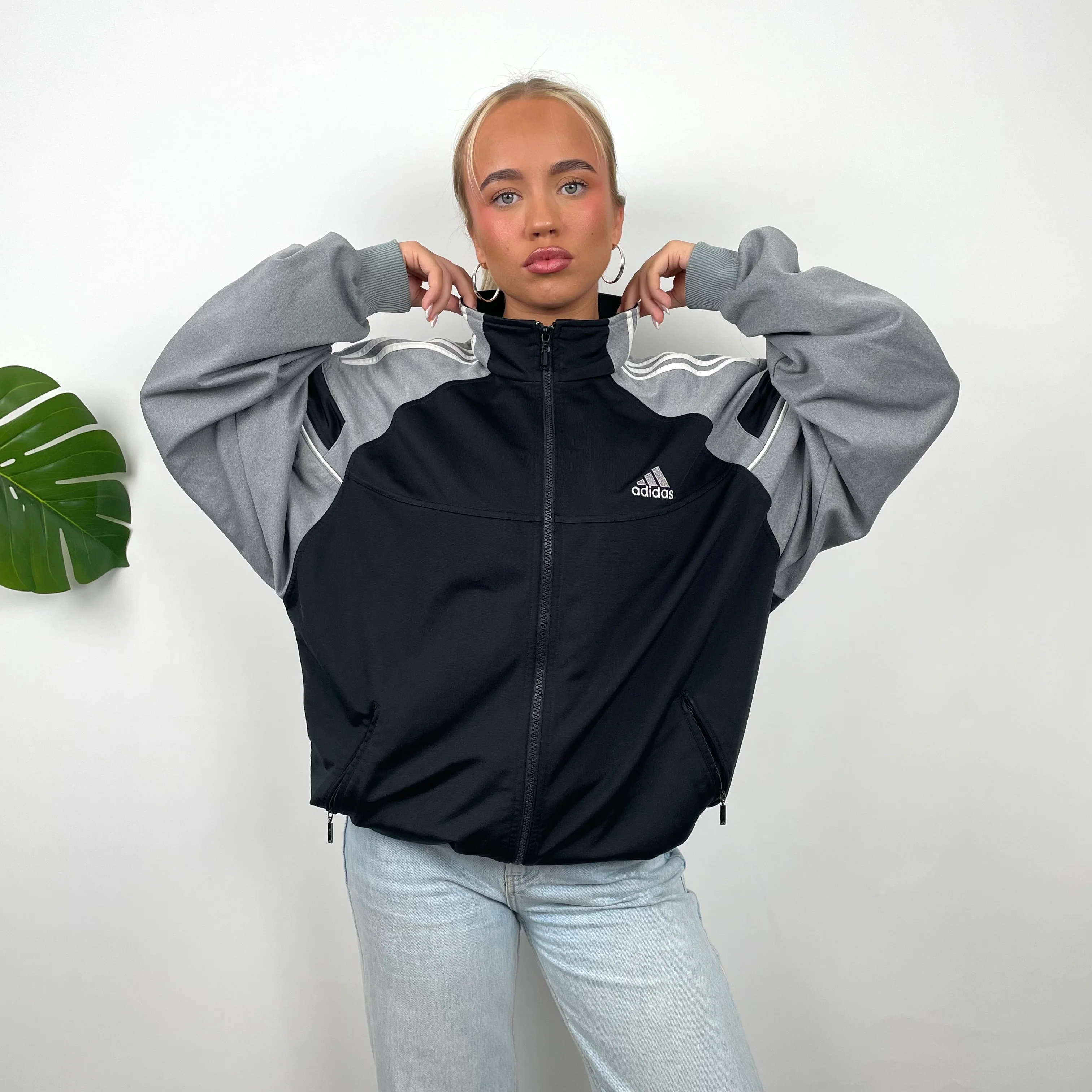 Adidas Embroidered Spell Out Zip Up Track Jacket (L) - Image 5