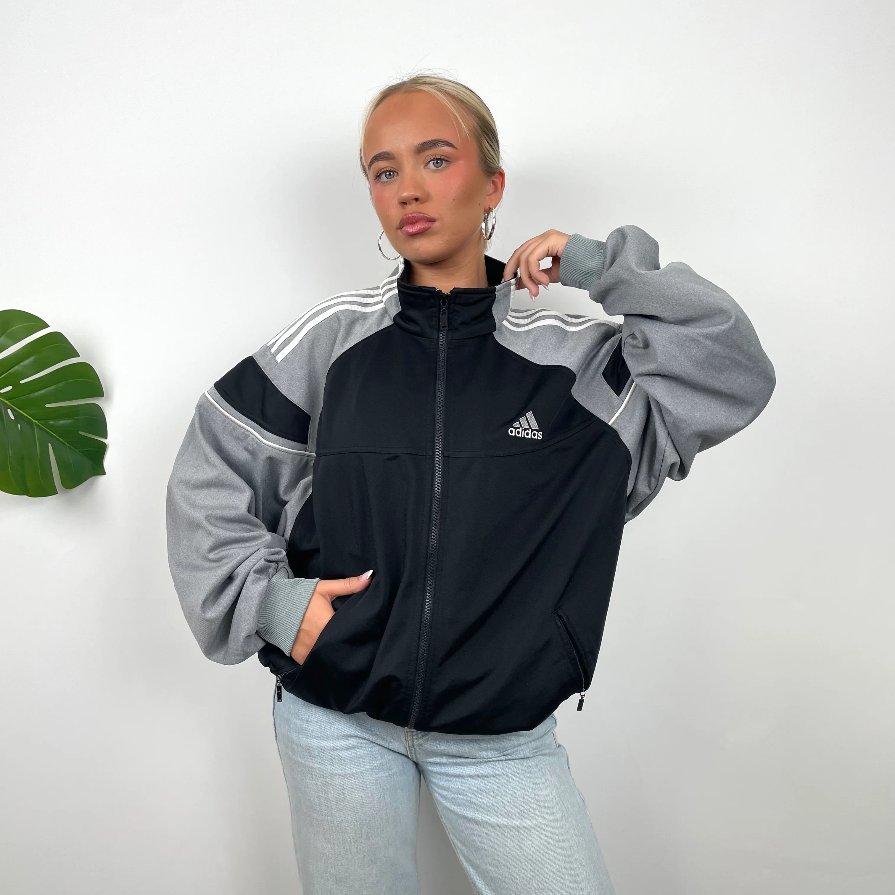 Adidas Embroidered Spell Out Zip Up Track Jacket (L) - Image 6