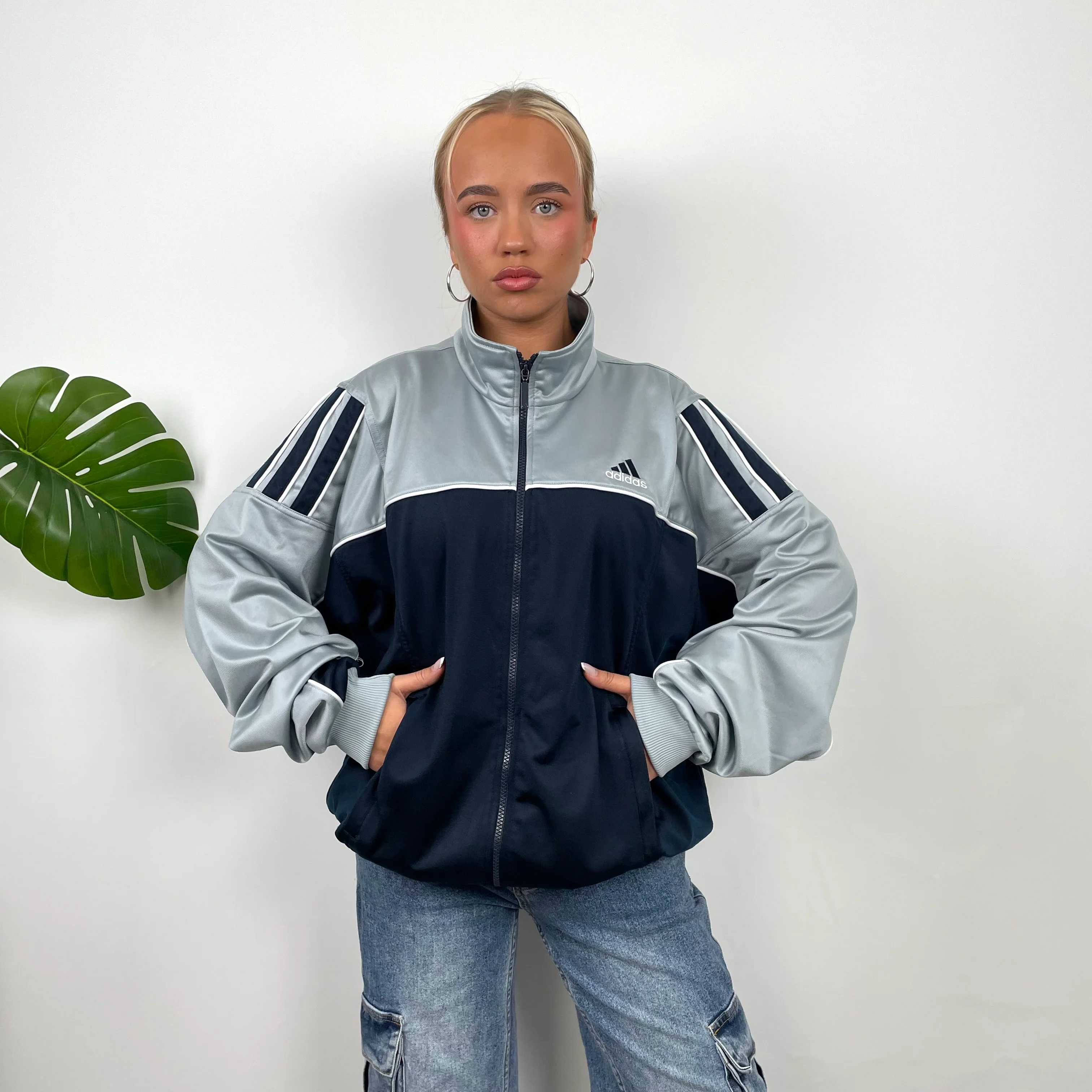 Adidas Embroidered Spell Out Zip Up Track Jacket (L) - Image 3