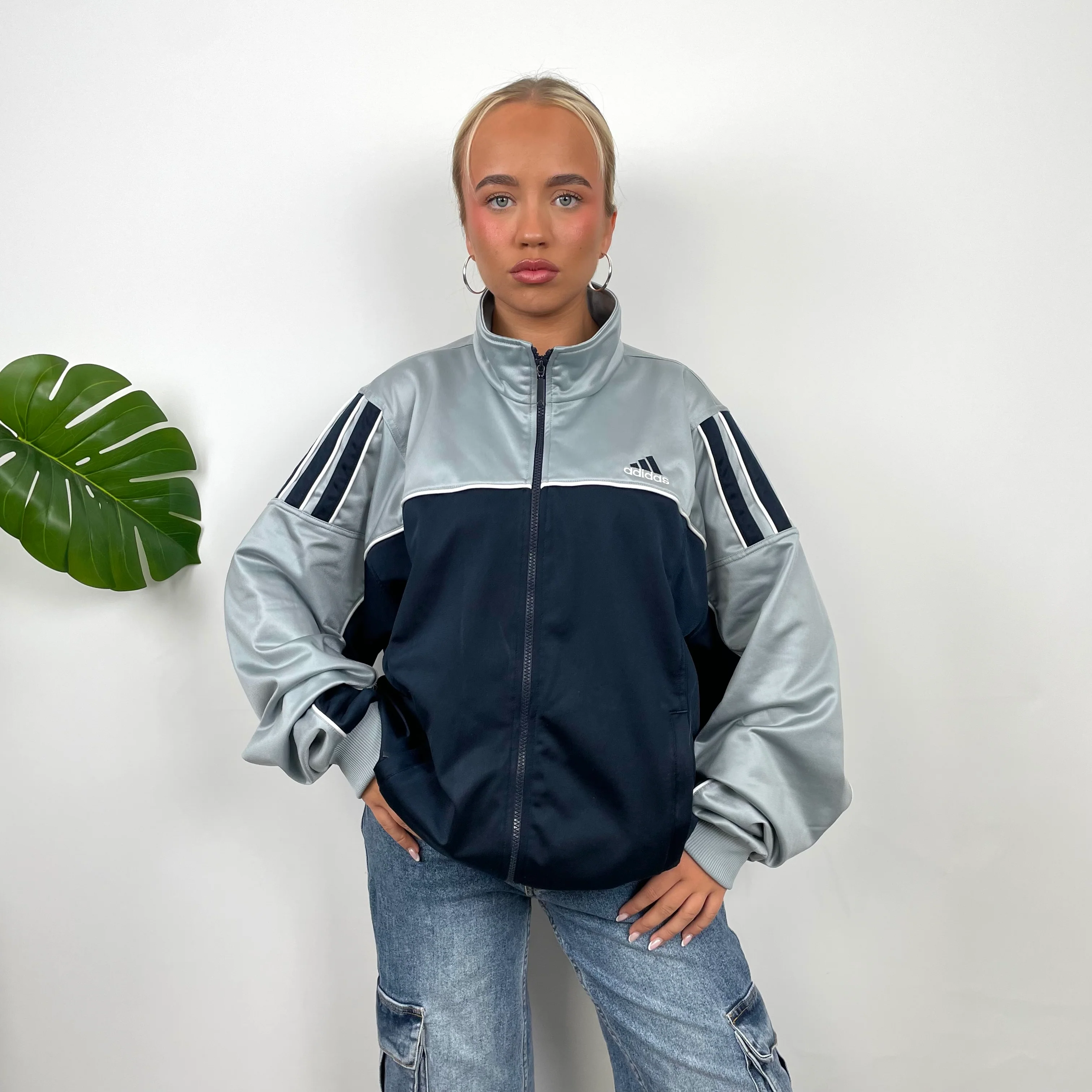Adidas Embroidered Spell Out Zip Up Track Jacket (L) - Image 4