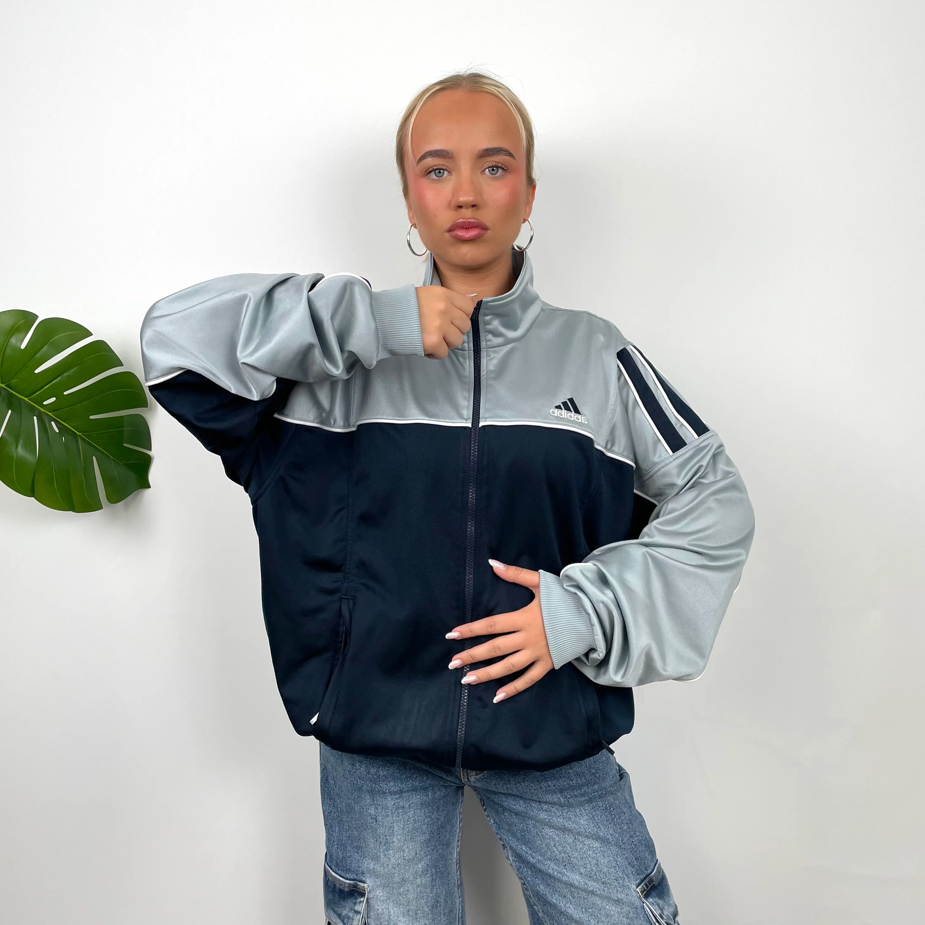 Adidas Embroidered Spell Out Zip Up Track Jacket (L) - Image 5