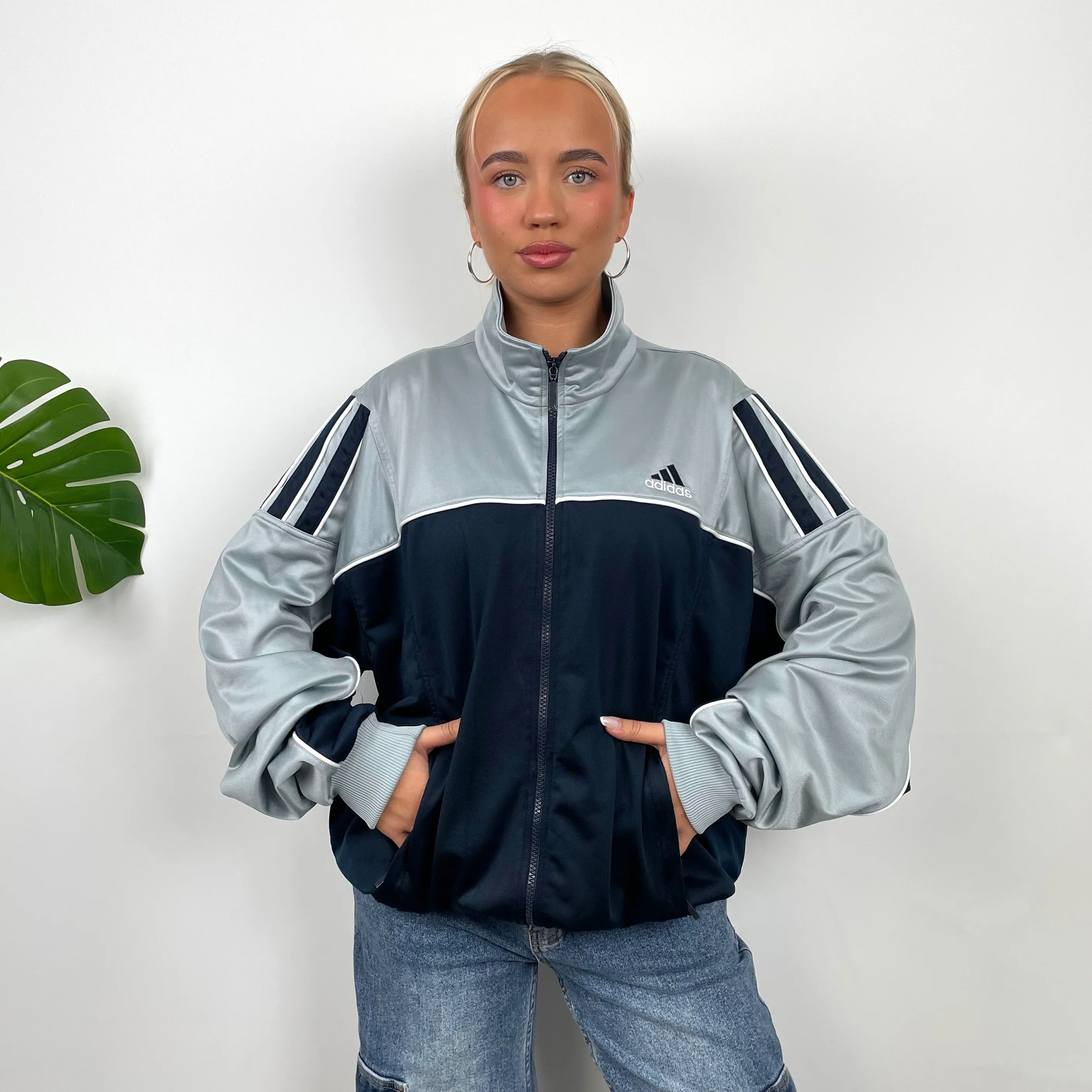 Adidas Embroidered Spell Out Zip Up Track Jacket (L) - Image 6