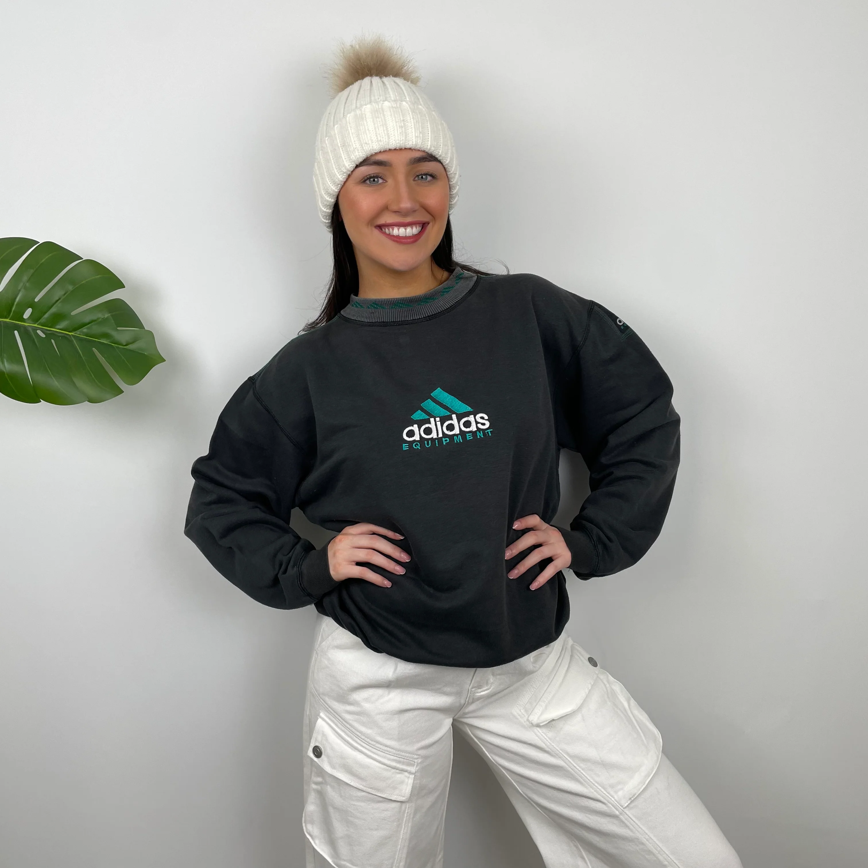 Adidas Equipment Black Embroidered Spell Out Sweatshirt (L) - Image 2