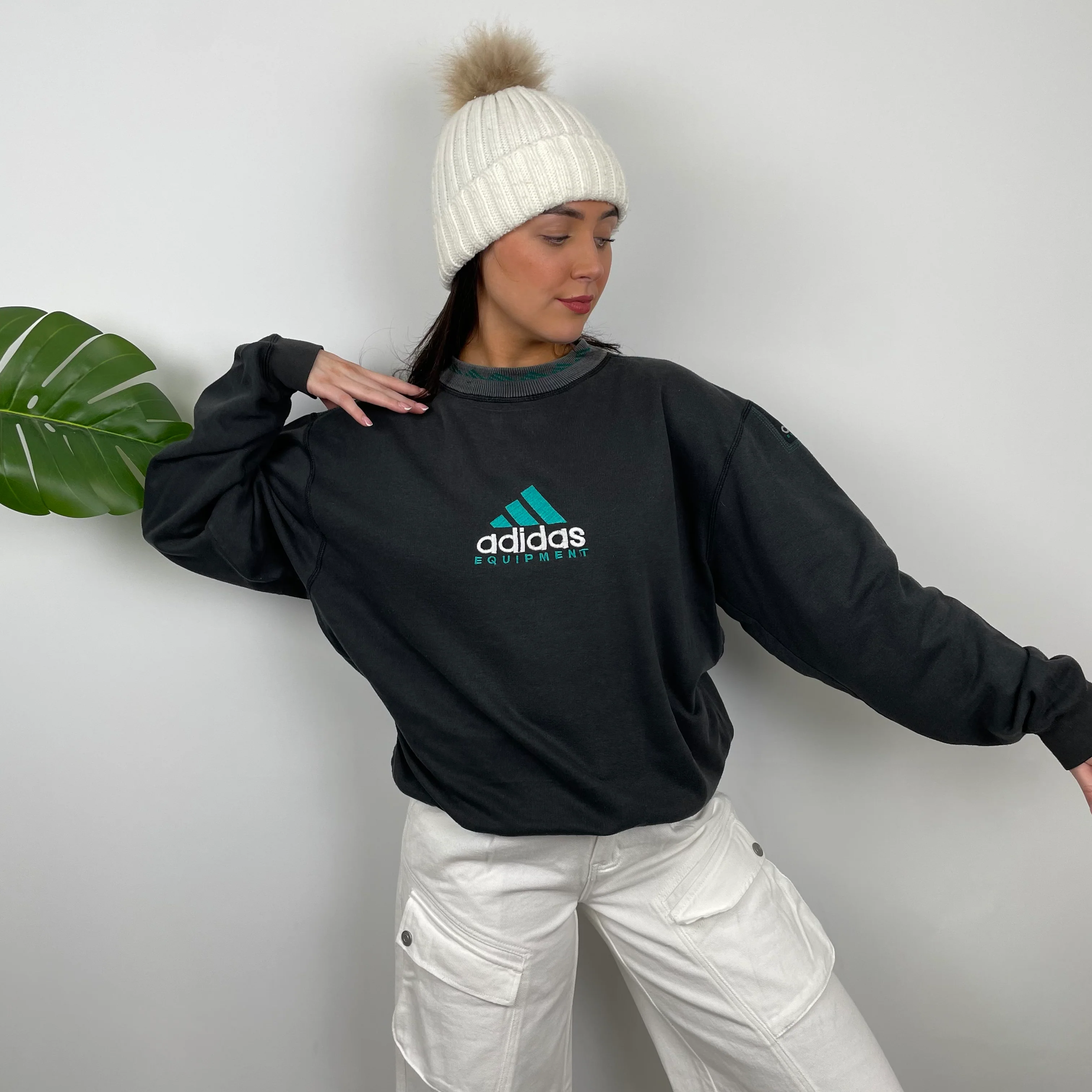 Adidas Equipment Black Embroidered Spell Out Sweatshirt (L) - Image 3