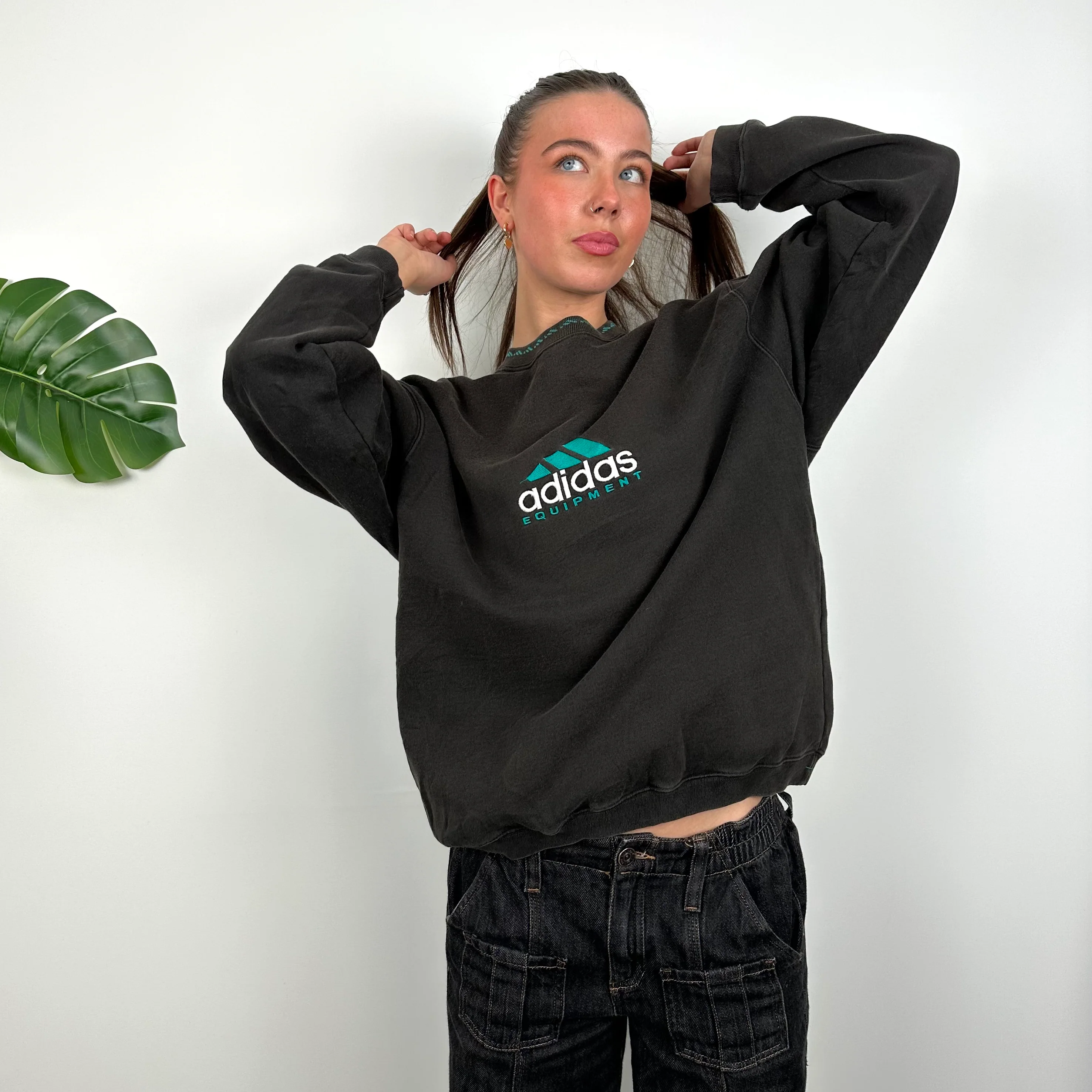 Adidas Equipment Black Embroidered Spell Out Sweatshirt (M) - Image 2