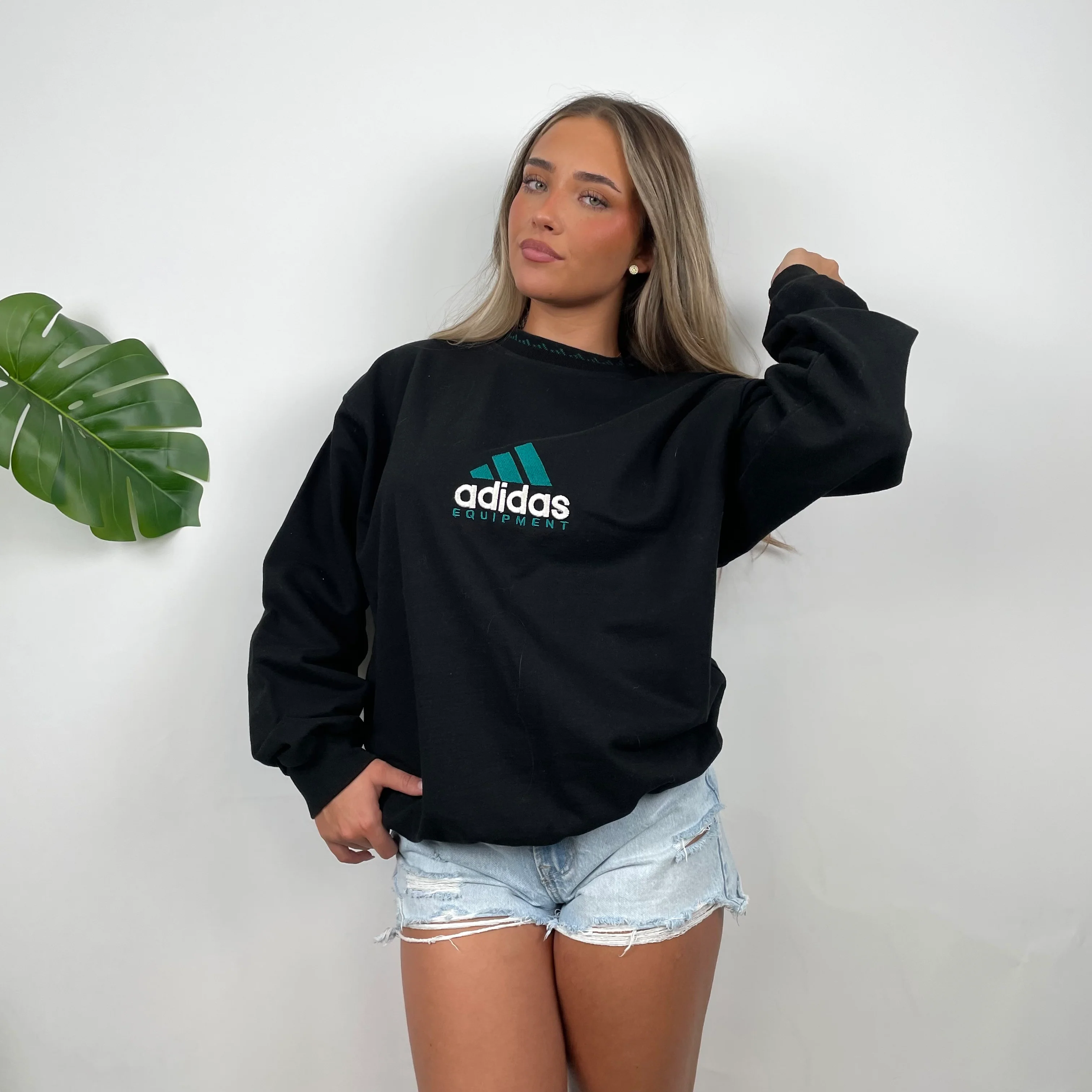 Adidas Equipment Black Embroidered Spell Out Sweatshirt (M) - Image 2