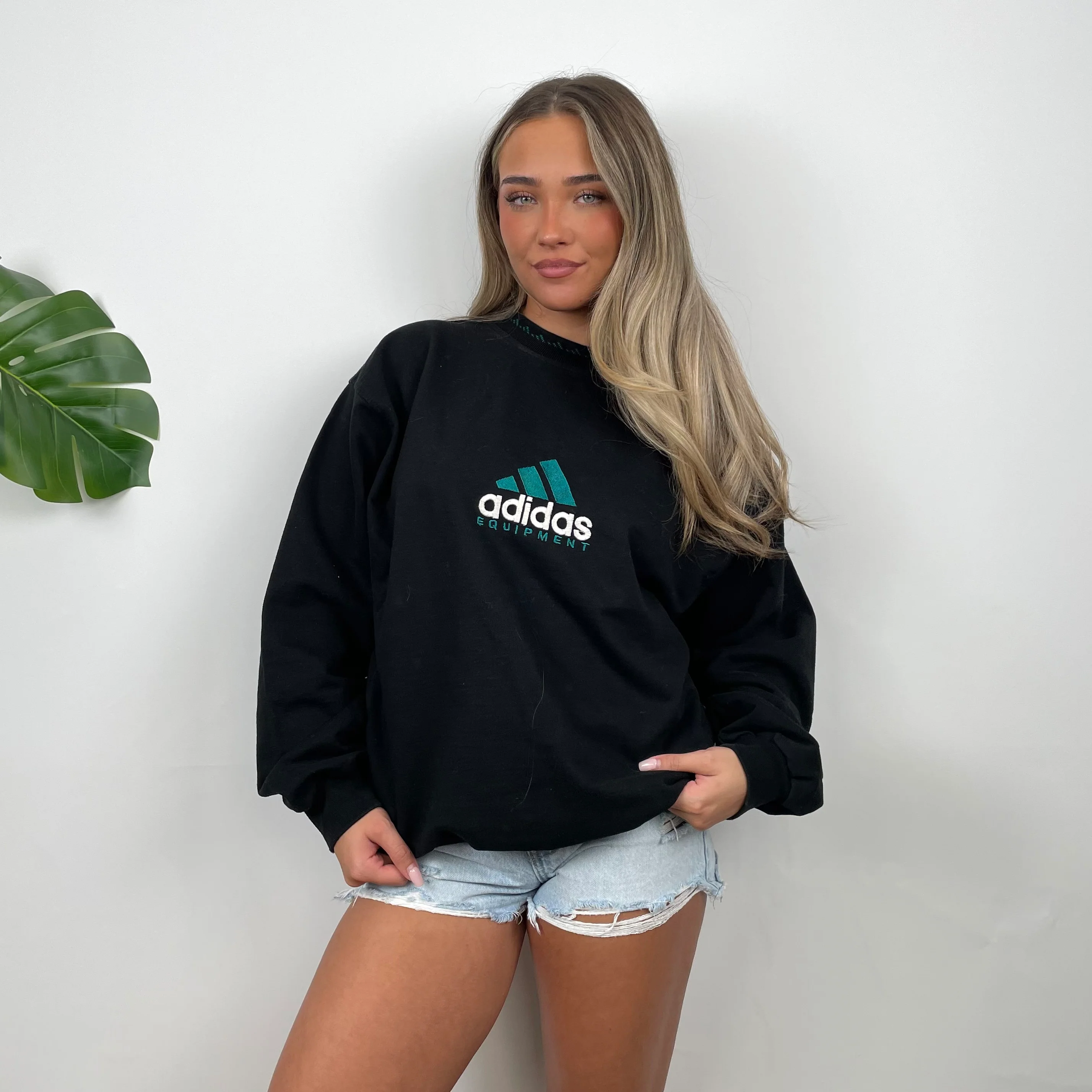 Adidas Equipment Black Embroidered Spell Out Sweatshirt (M) - Image 5