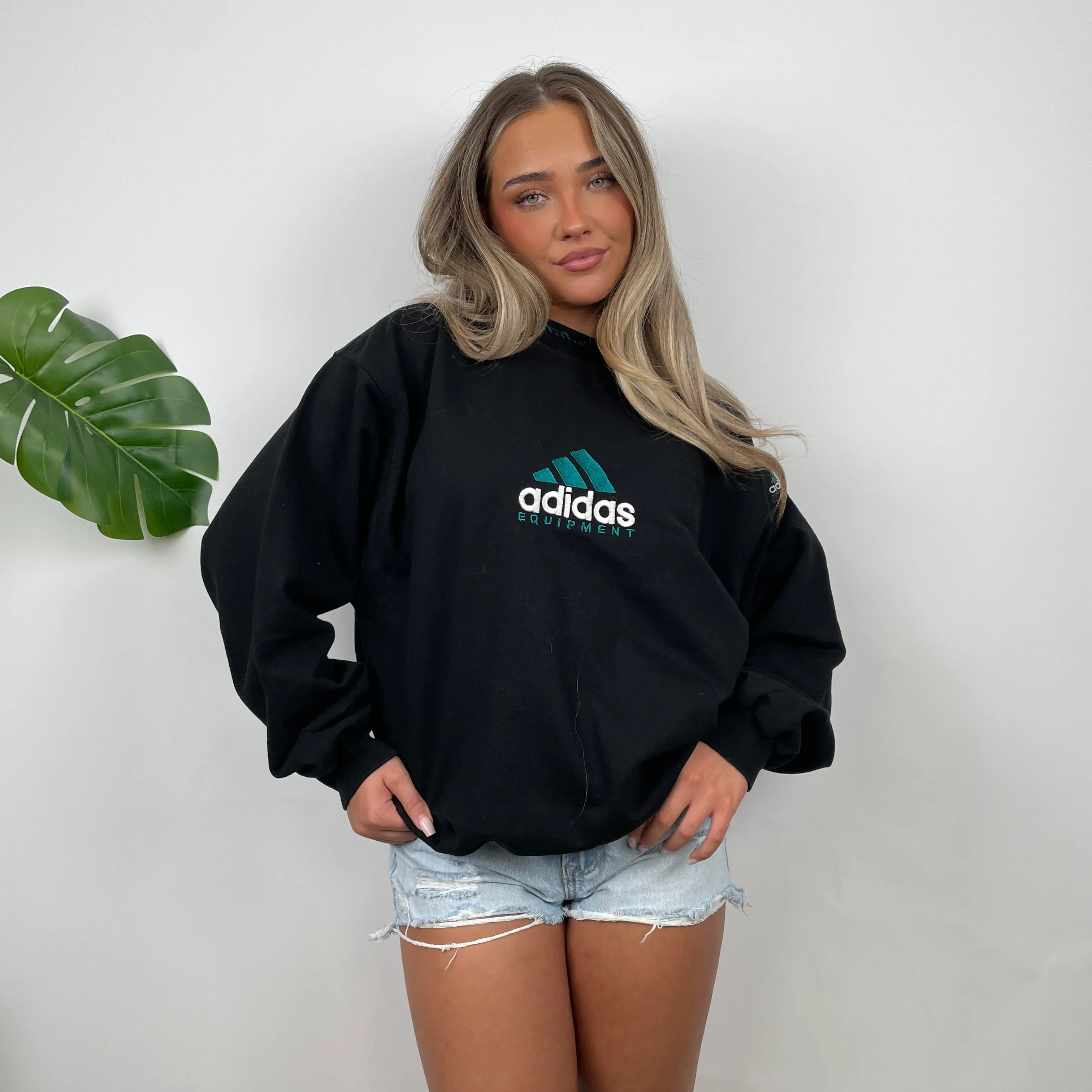 Adidas Equipment Black Embroidered Spell Out Sweatshirt (M) - Image 7
