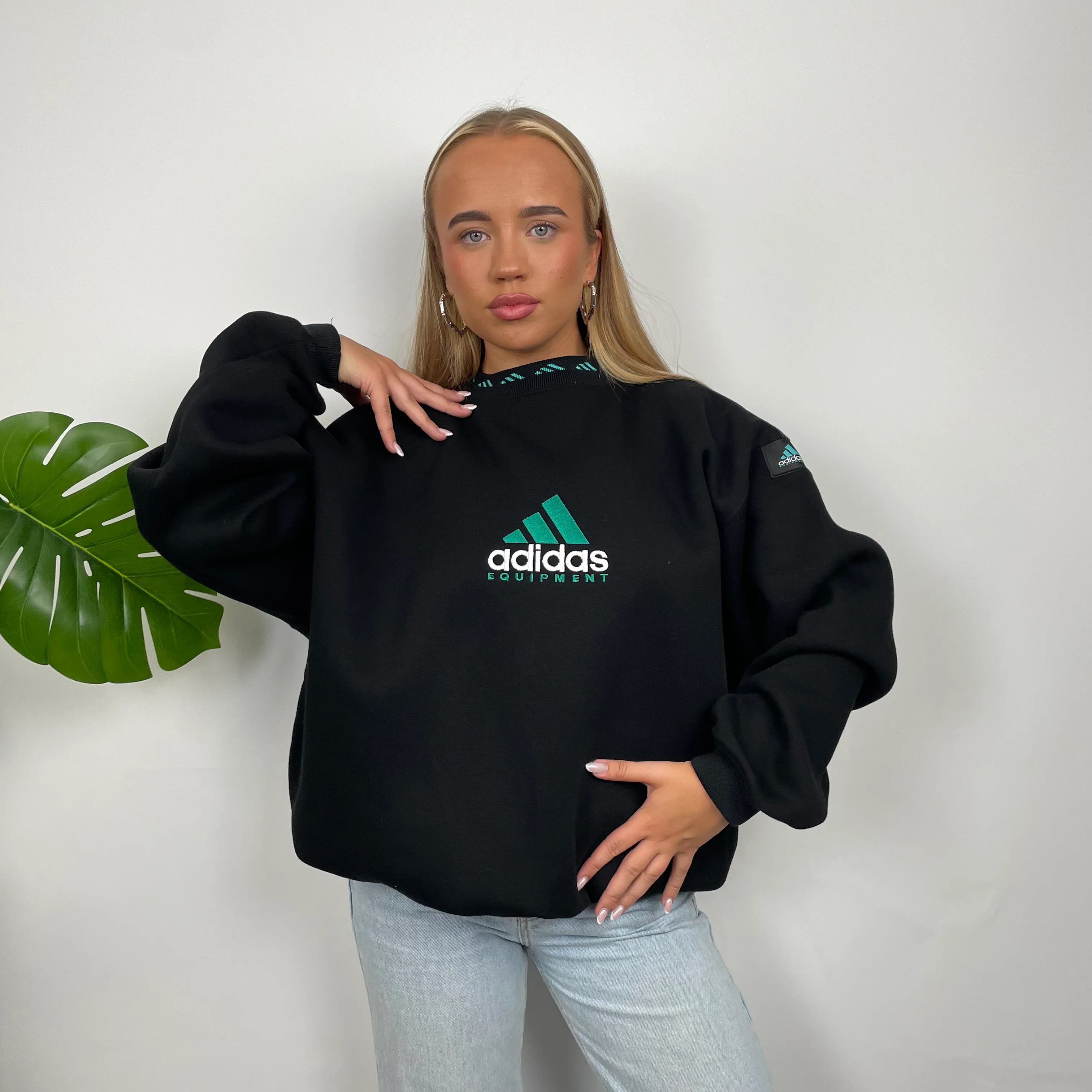 Adidas Equipment Black Embroidered Spell Out Sweatshirt (M) - Image 3