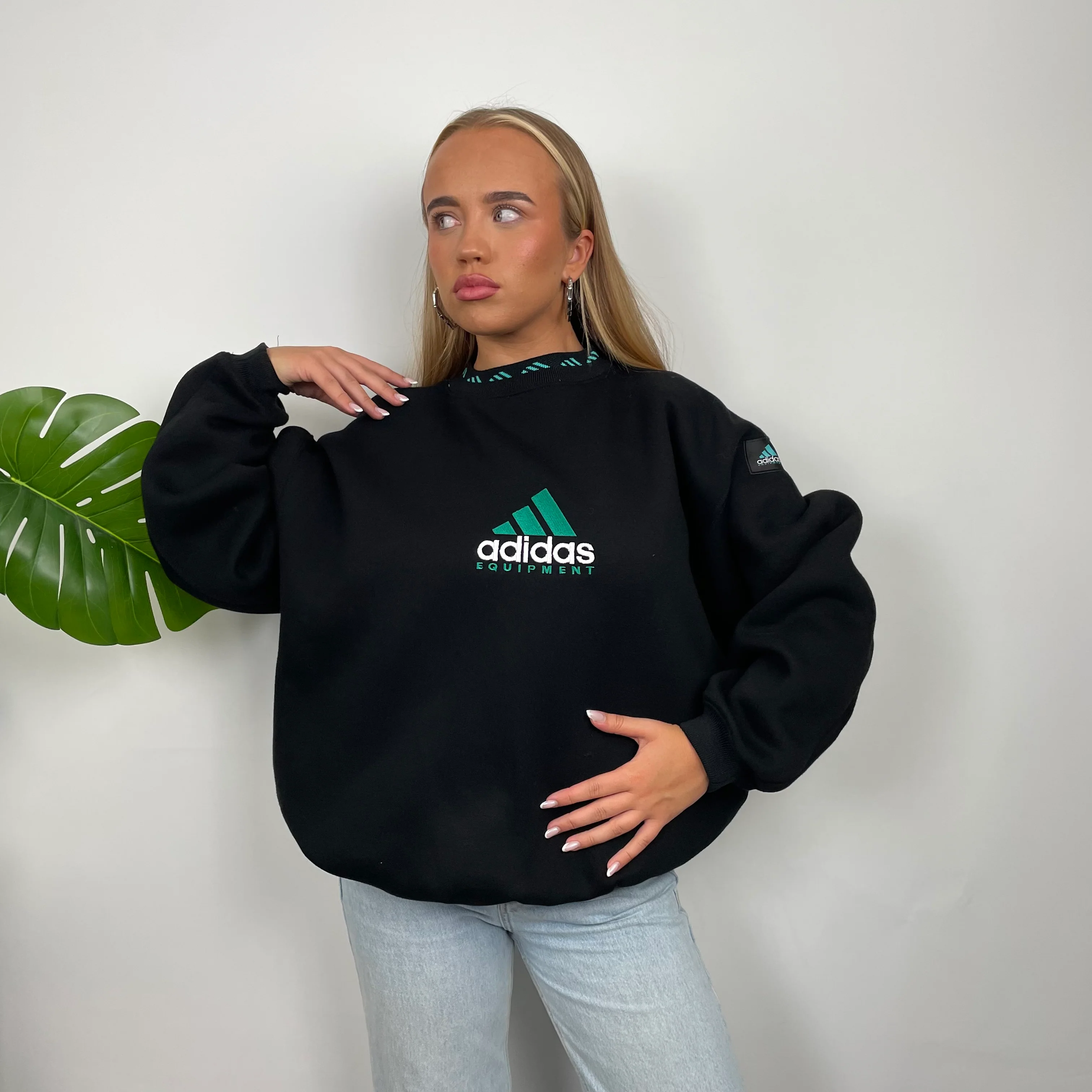 Adidas Equipment Black Embroidered Spell Out Sweatshirt (M) - Image 4