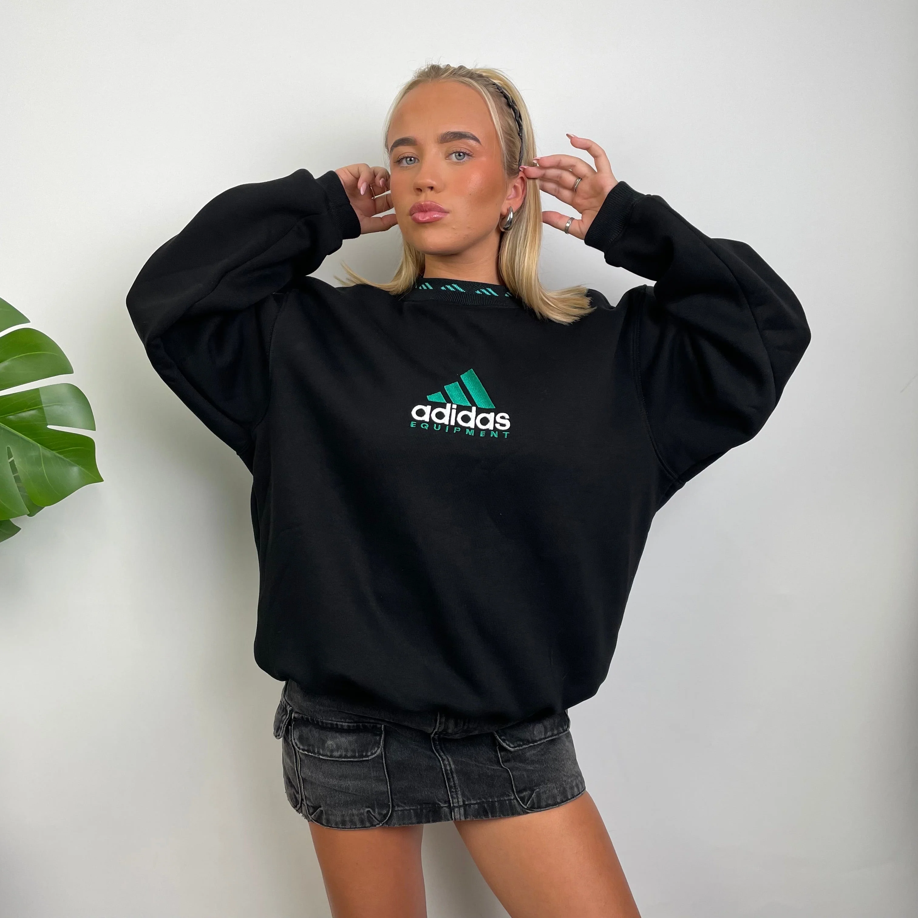 Adidas Equipment Black Embroidered Spell Out Sweatshirt (S) - Image 2