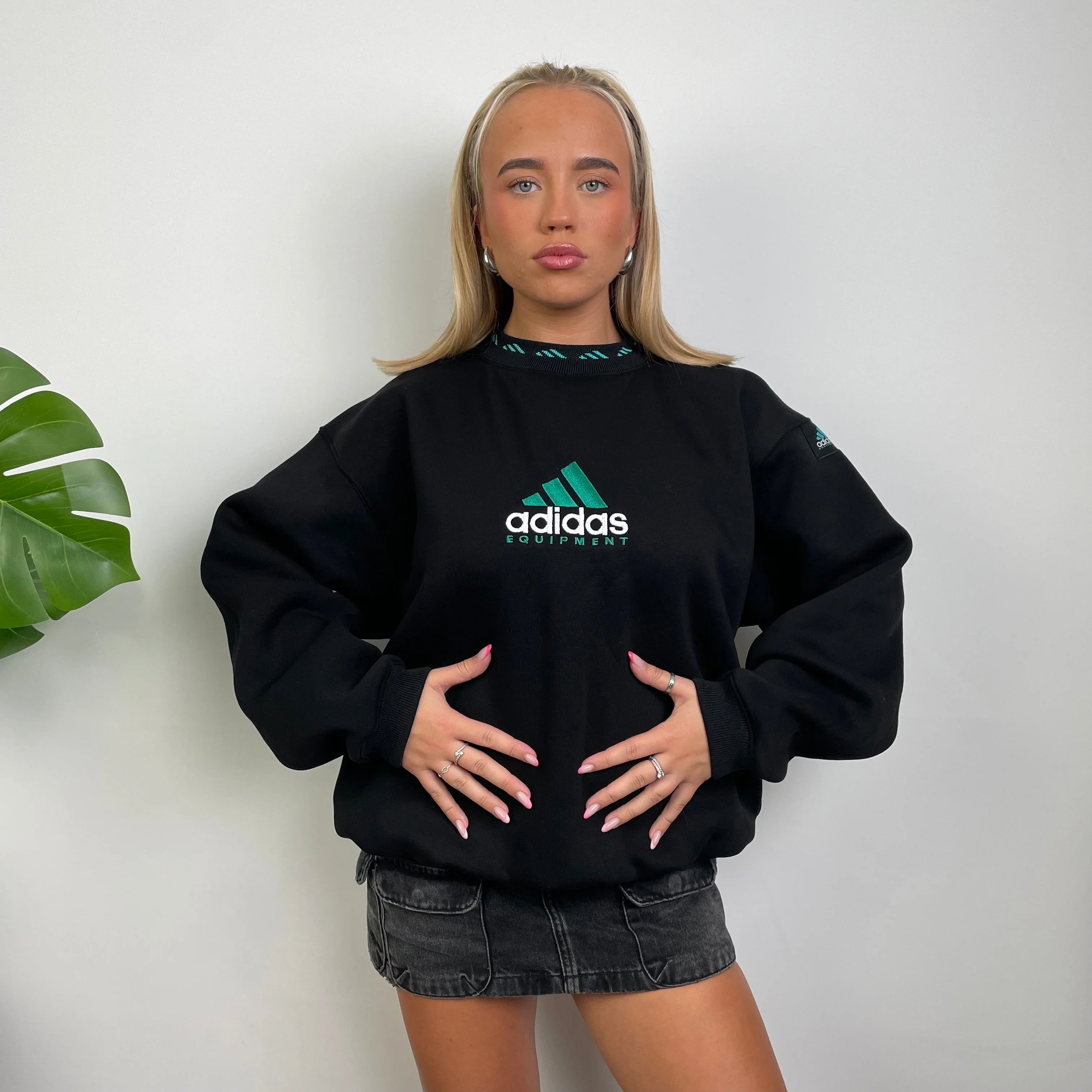 Adidas Equipment Black Embroidered Spell Out Sweatshirt (S) - Image 5