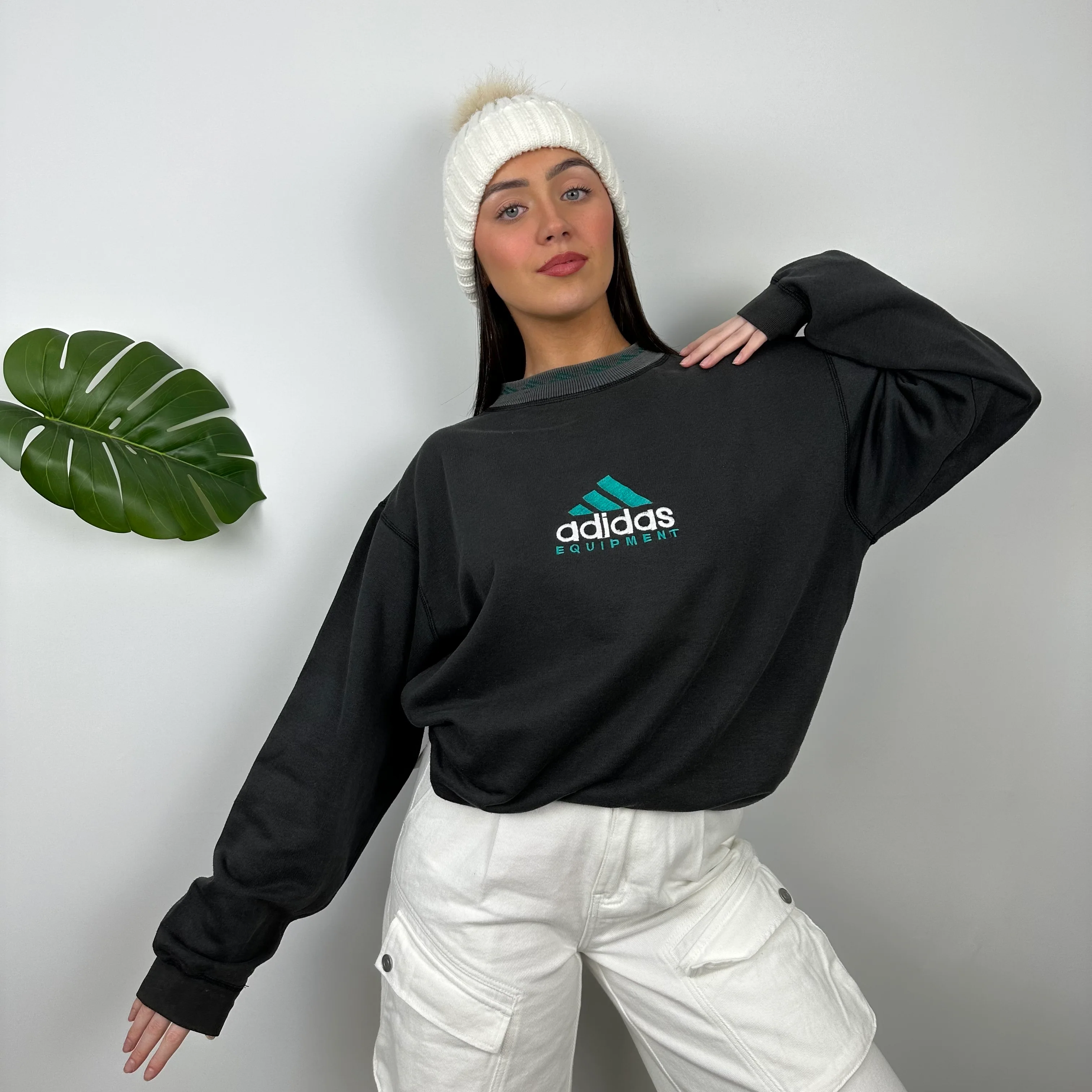 Adidas Equipment Black Embroidered Spell Out Sweatshirt (L) - Image 3