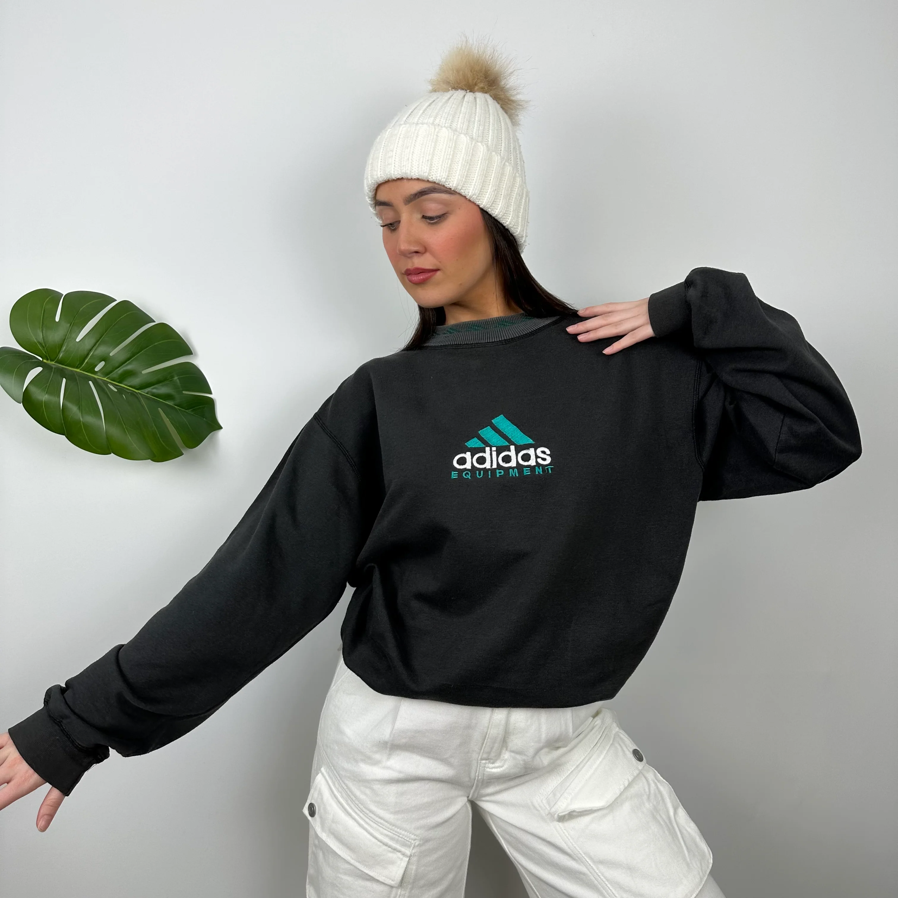 Adidas Equipment Black Embroidered Spell Out Sweatshirt (L) - Image 4