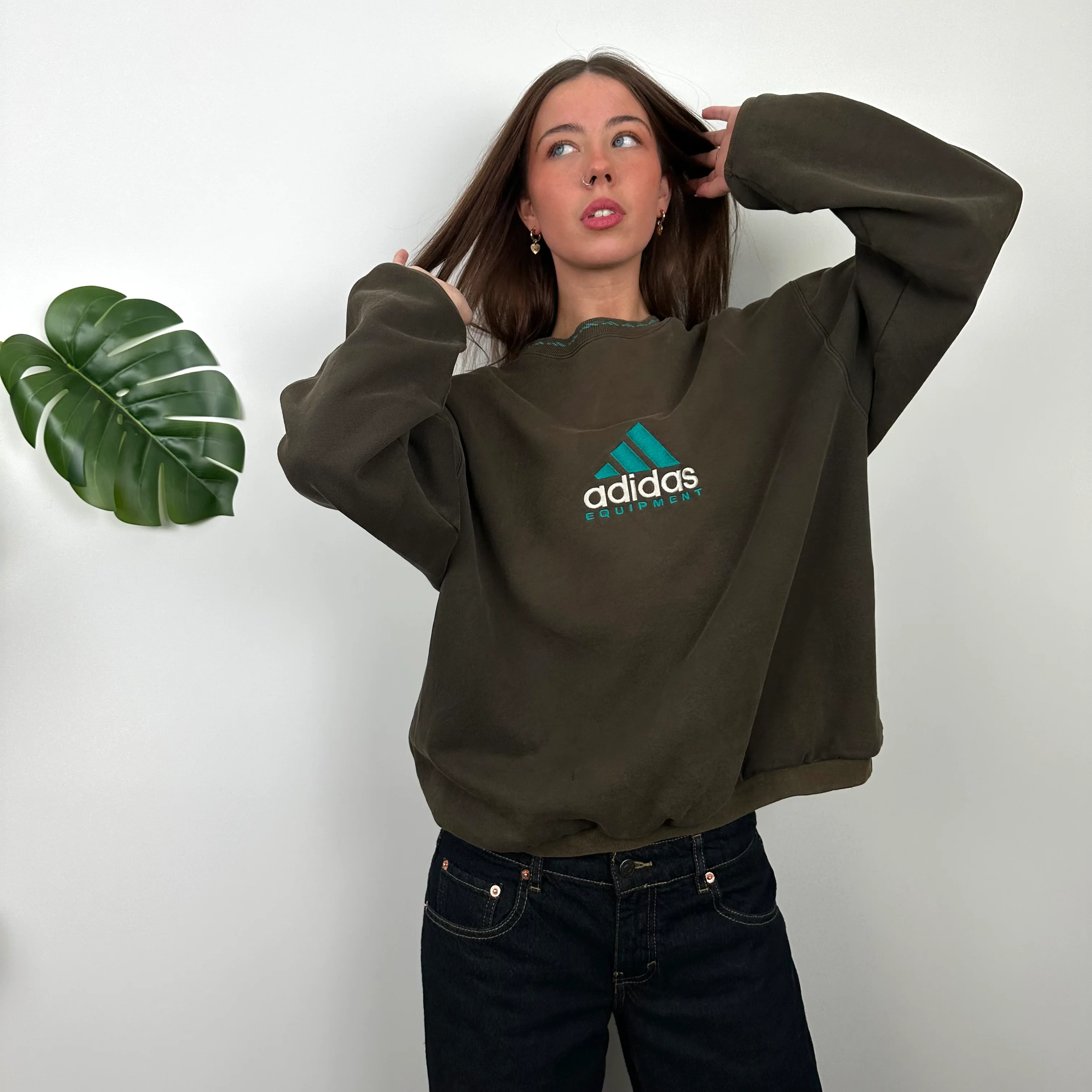 Adidas Equipment Black Embroidered Spell Out Sweatshirt (M)
