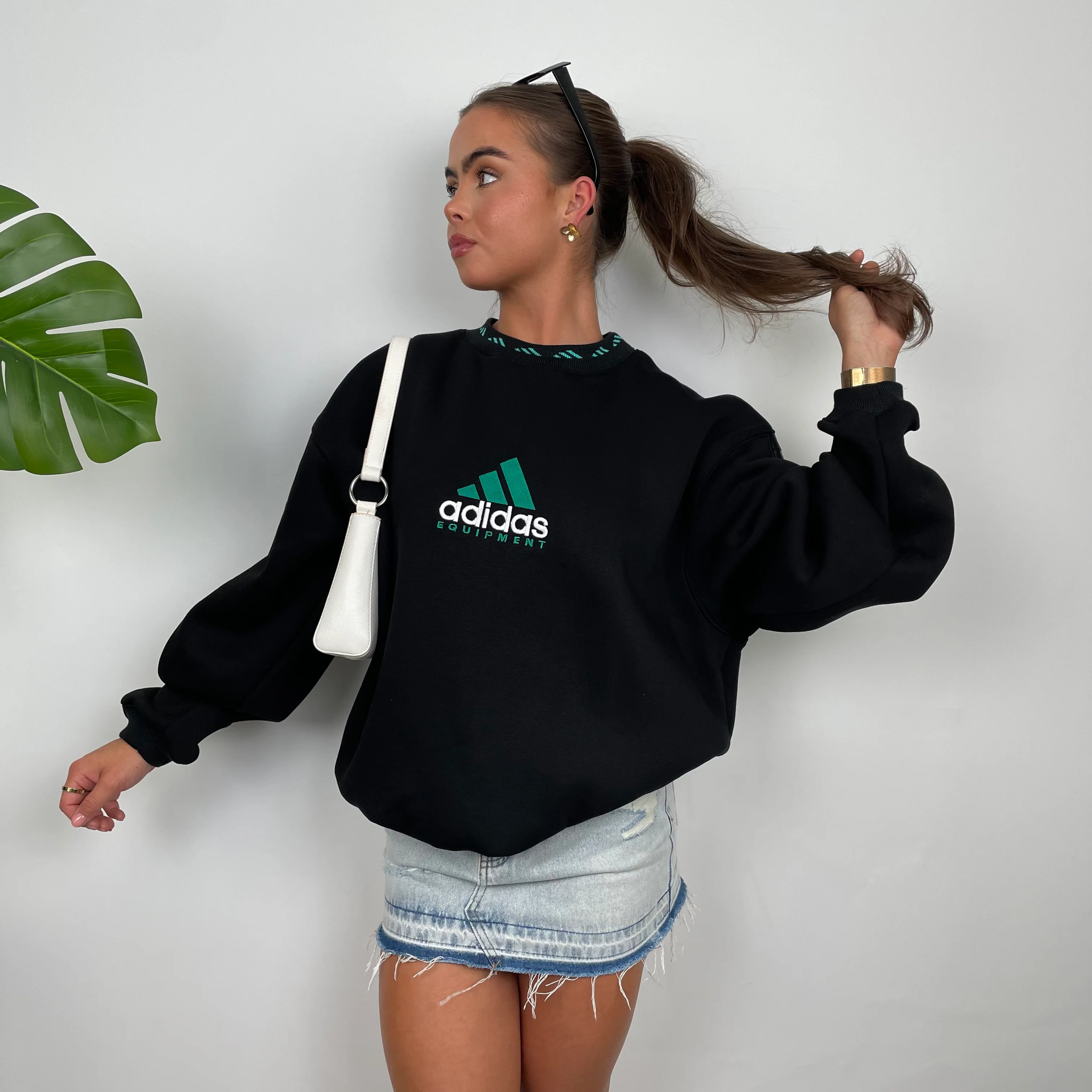Adidas Equipment Black Embroidered Spell Out Sweatshirt (M) - Image 3