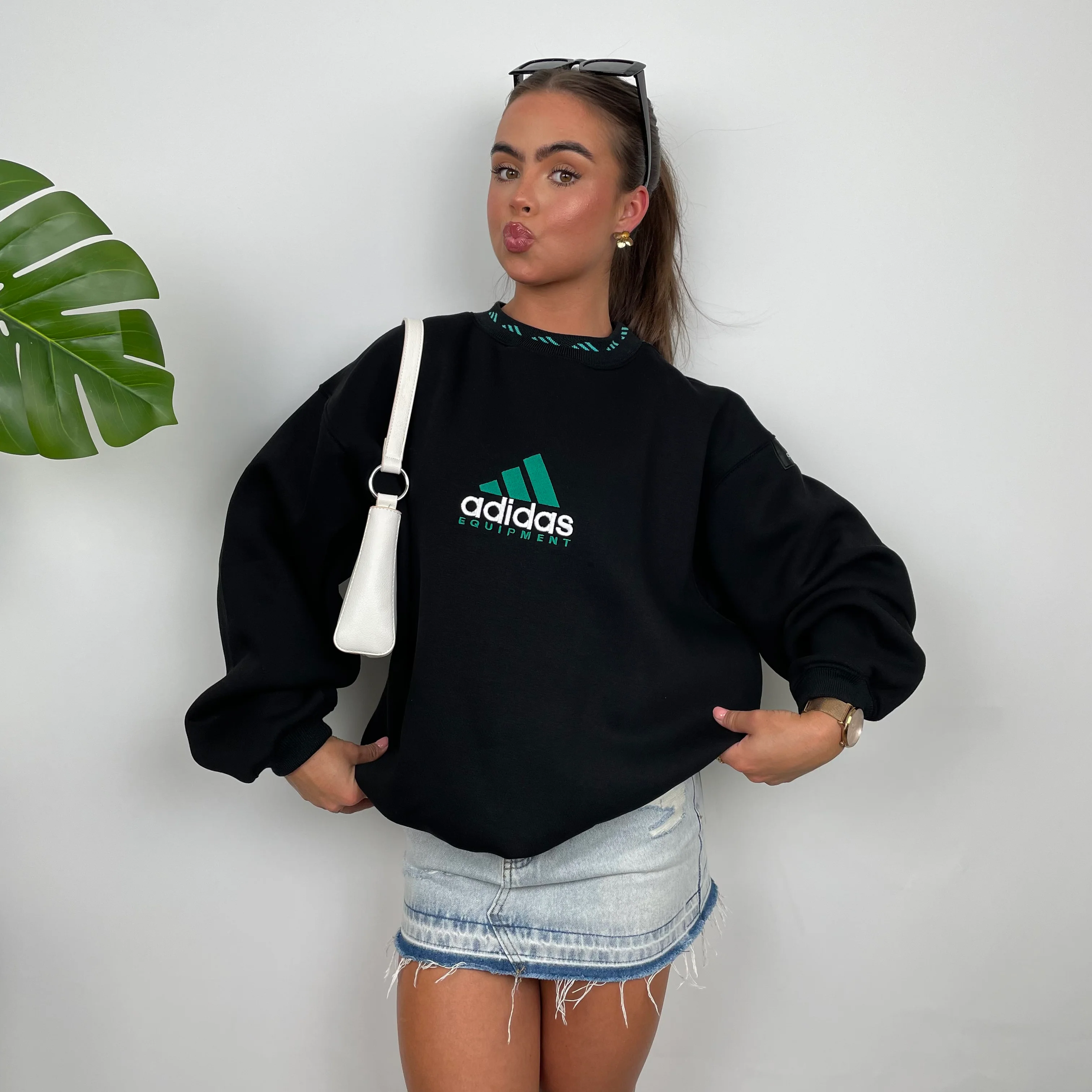 Adidas Equipment Black Embroidered Spell Out Sweatshirt (M) - Image 5
