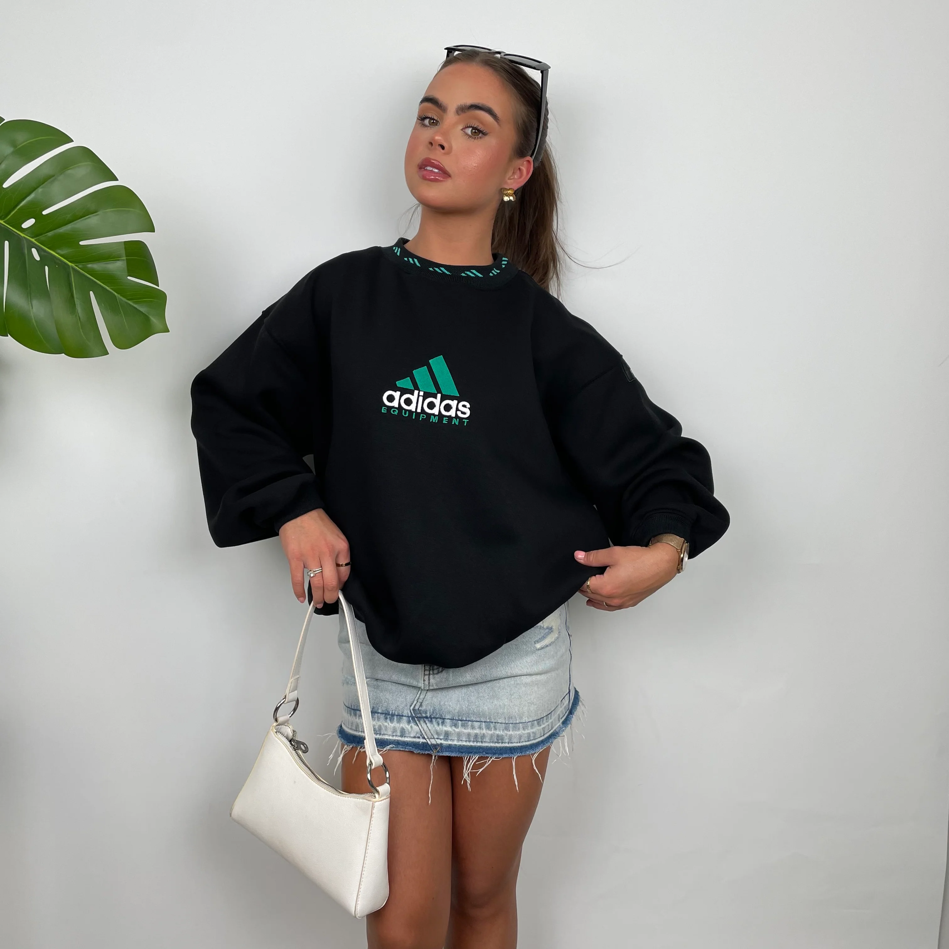 Adidas Equipment Black Embroidered Spell Out Sweatshirt (M) - Image 7