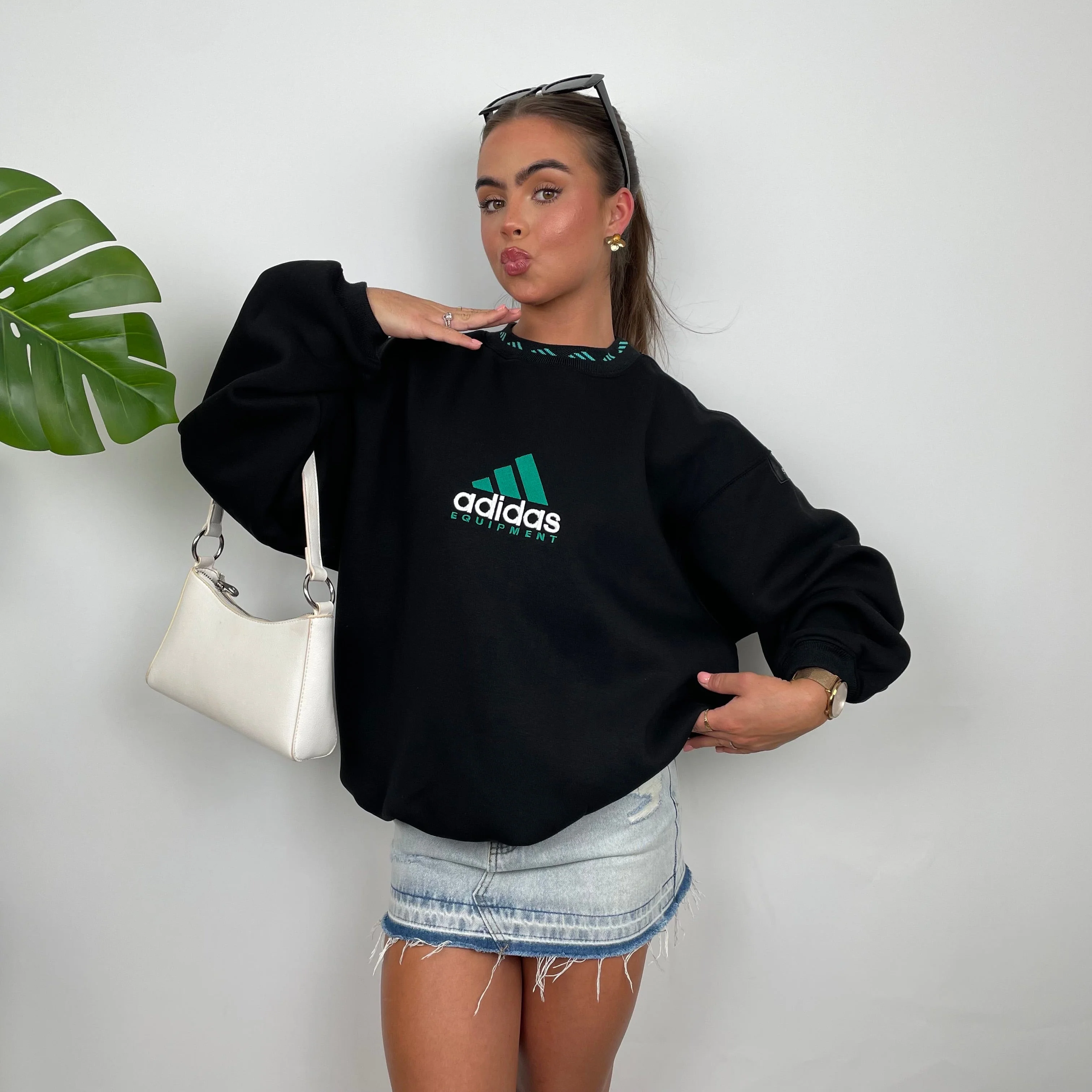 Adidas Equipment Black Embroidered Spell Out Sweatshirt (M) - Image 2