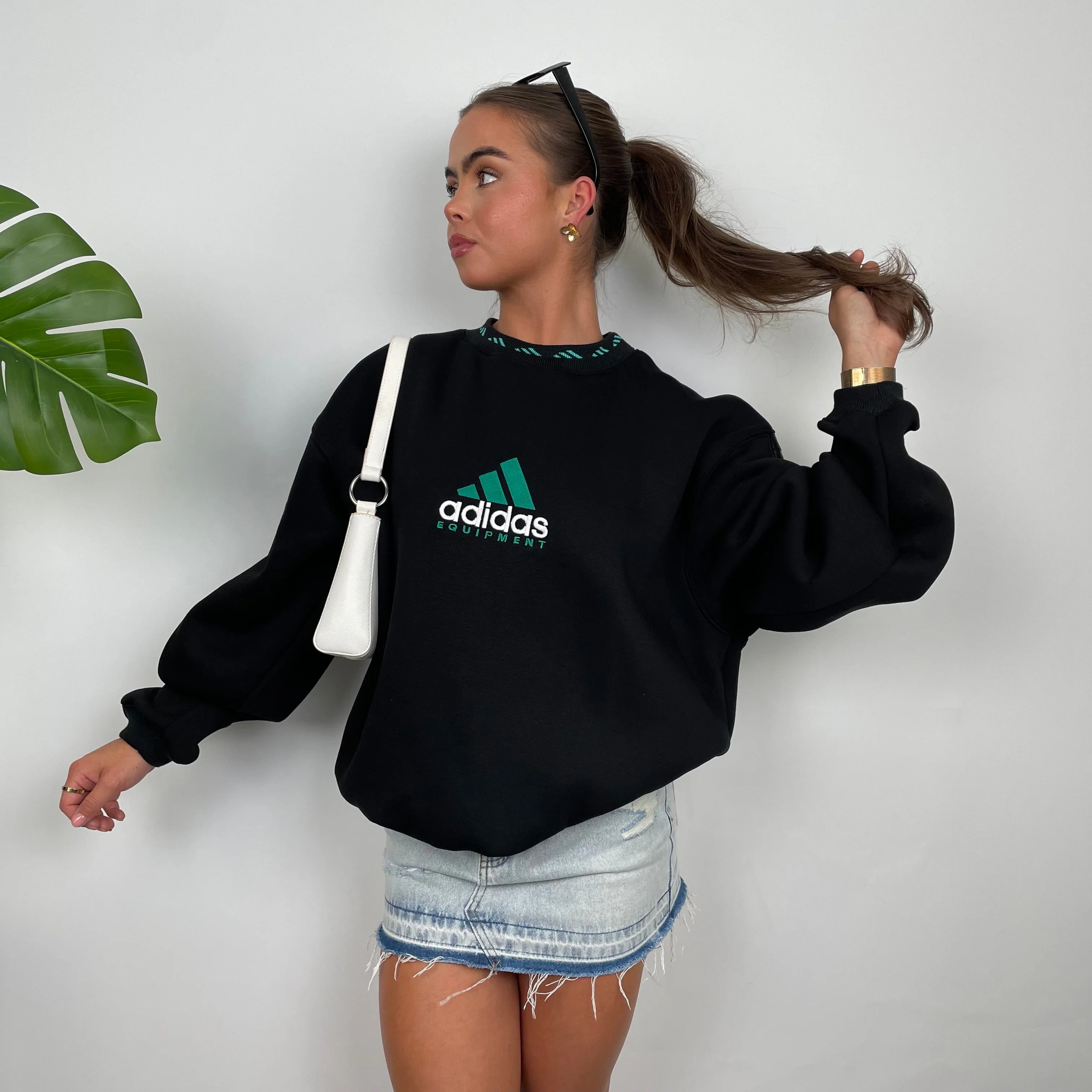 Adidas Equipment Black Embroidered Spell Out Sweatshirt (M) - Image 6