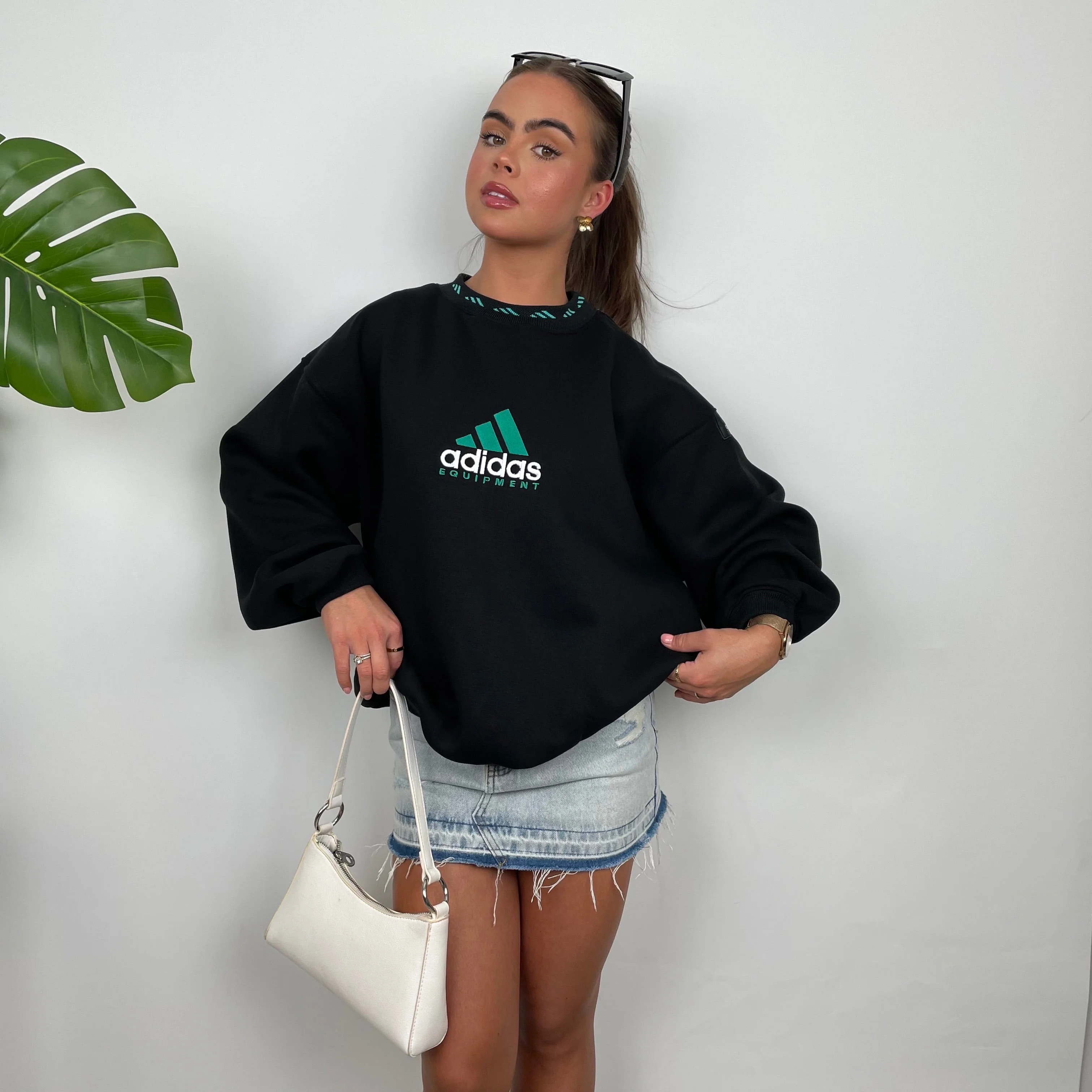 Adidas Equipment Black Embroidered Spell Out Sweatshirt (M) - Image 7