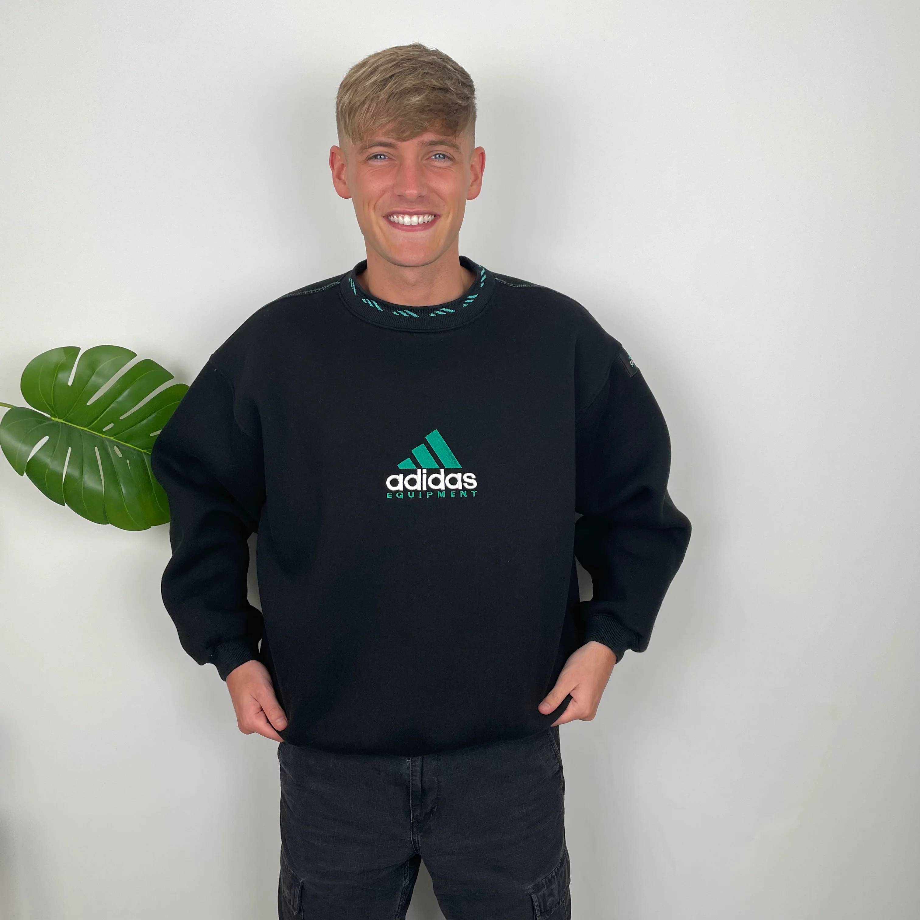 Adidas Equipment Black Embroidered Spell Out Sweatshirt (M) - Image 3