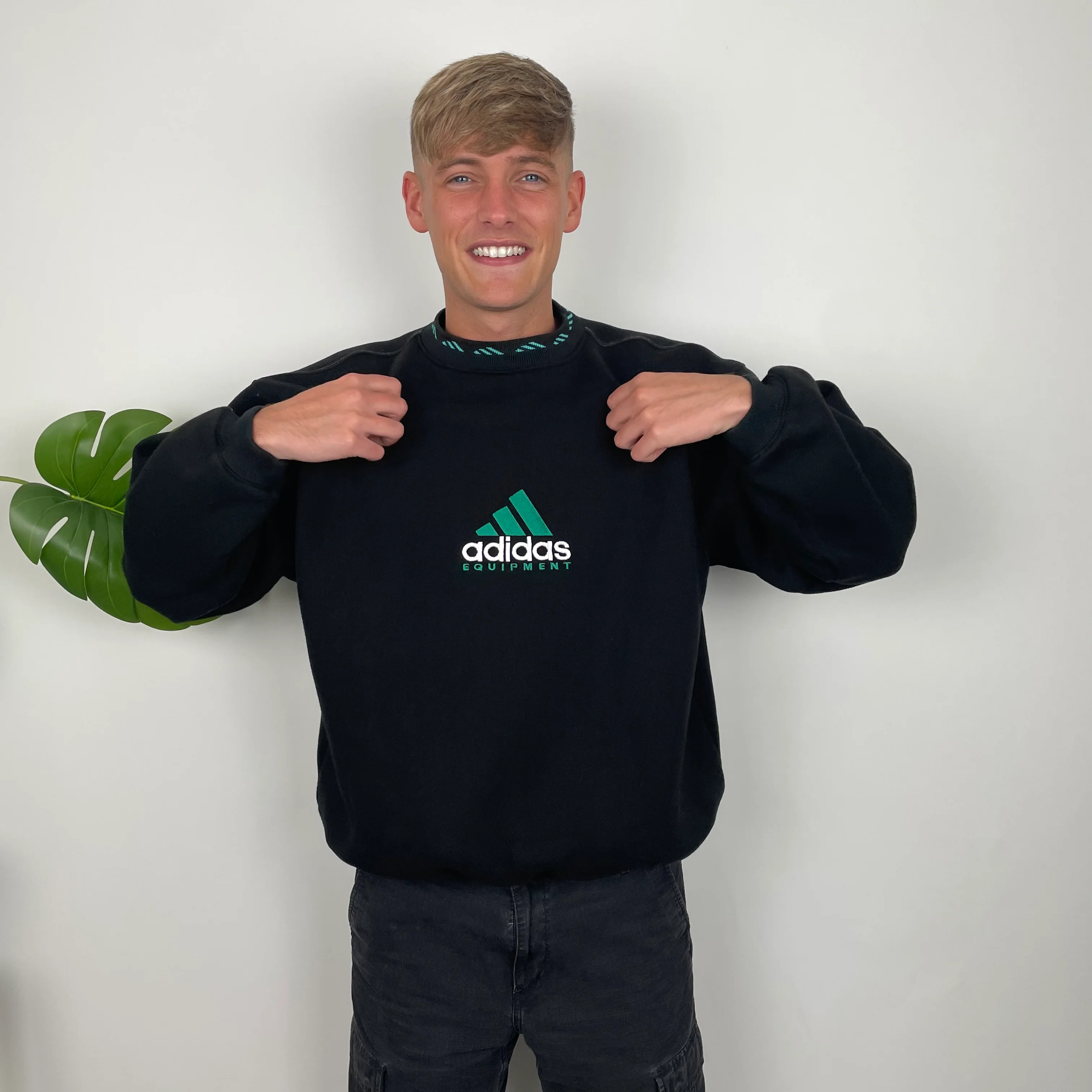 Adidas Equipment Black Embroidered Spell Out Sweatshirt (M) - Image 4