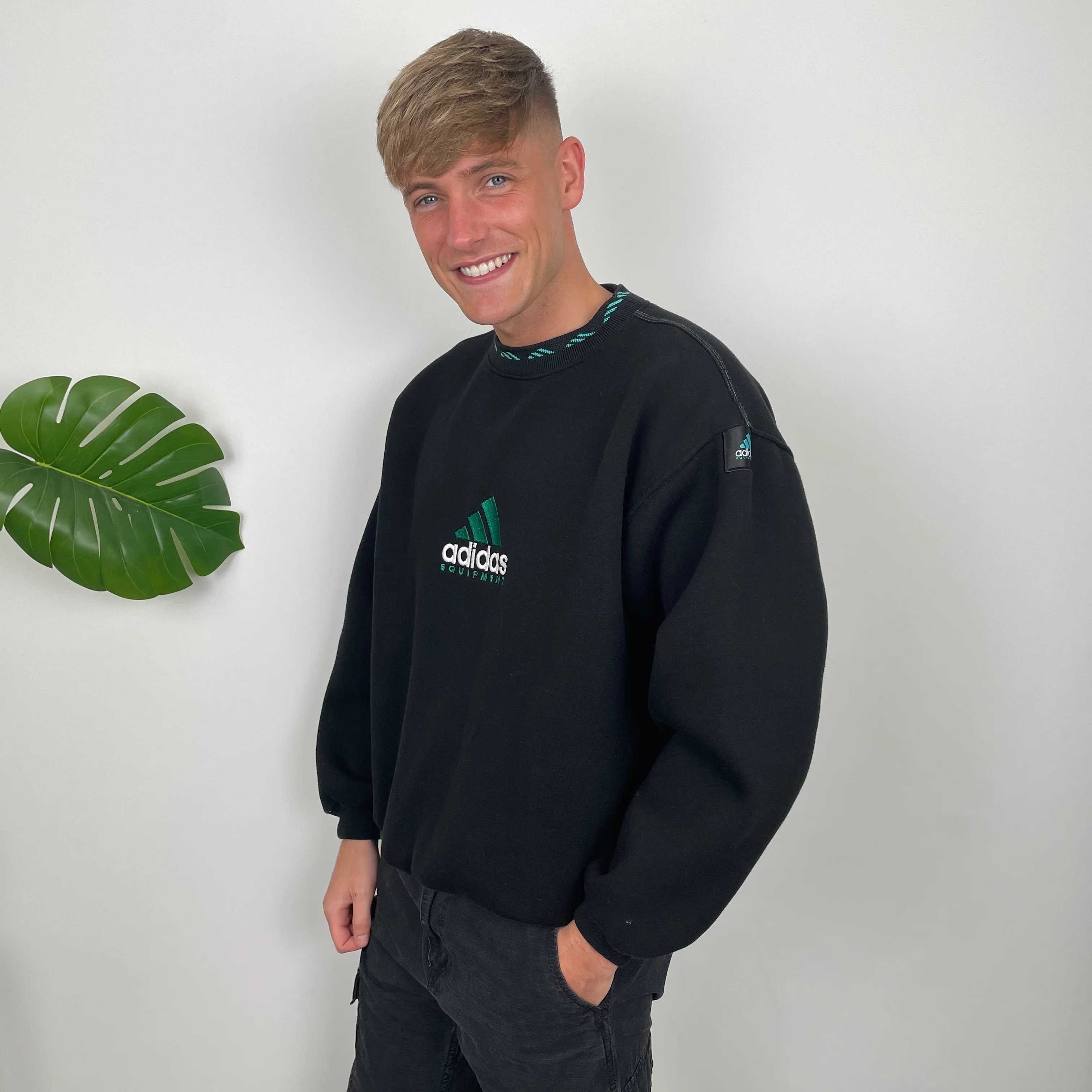Adidas Equipment Black Embroidered Spell Out Sweatshirt (M) - Image 7