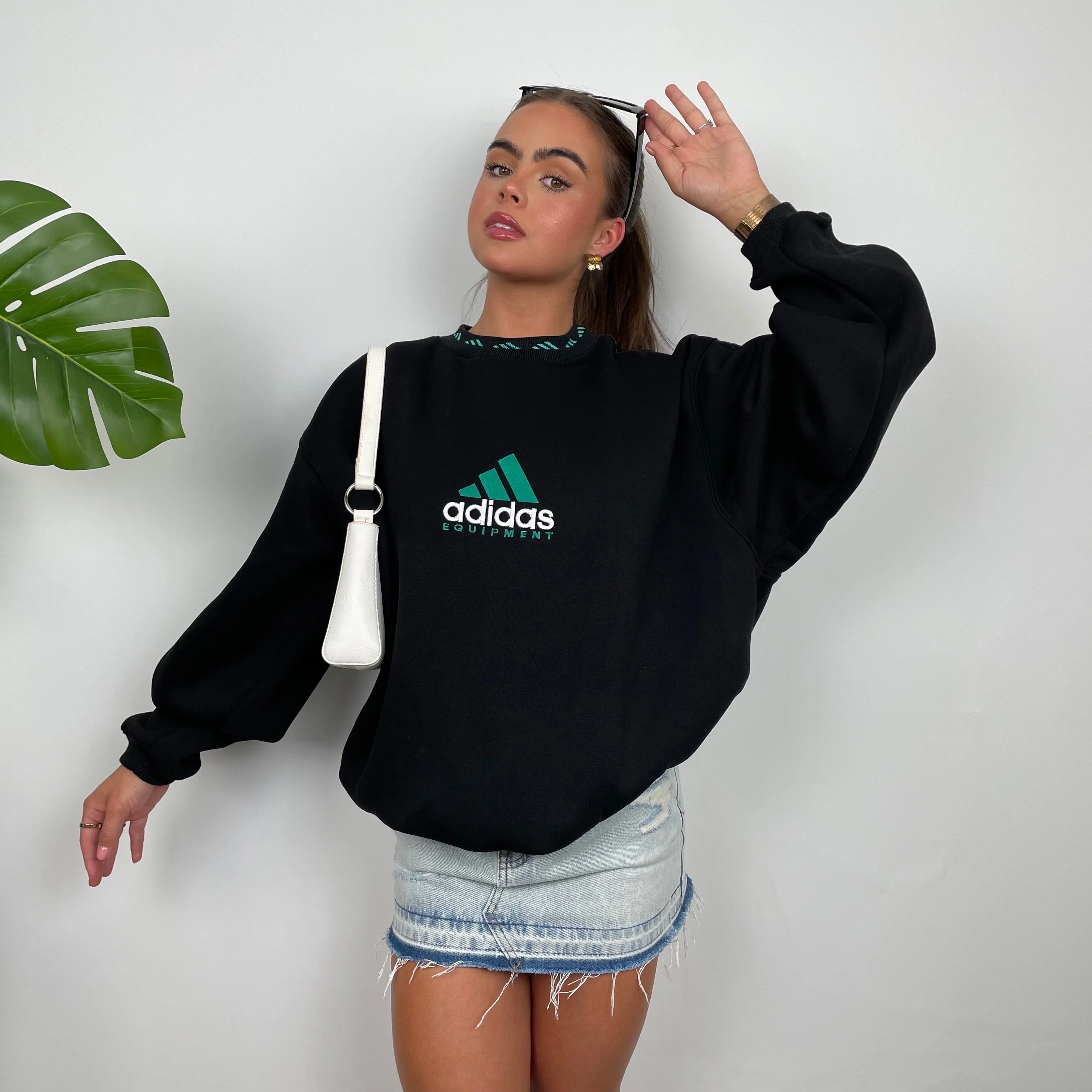 Adidas Equipment Black Embroidered Spell Out Sweatshirt (M) - Image 5