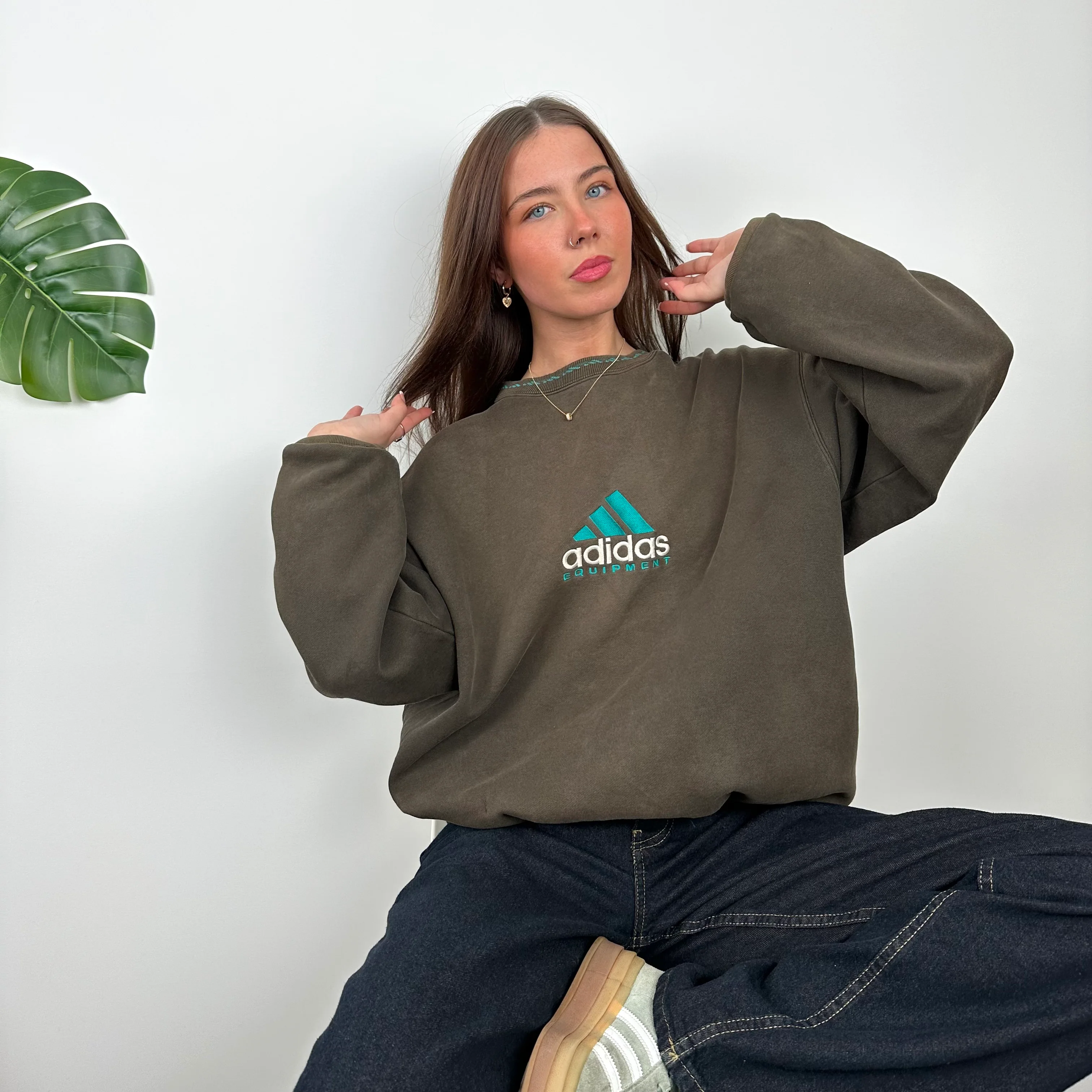 Adidas Equipment Black Embroidered Spell Out Sweatshirt (M) - Image 6