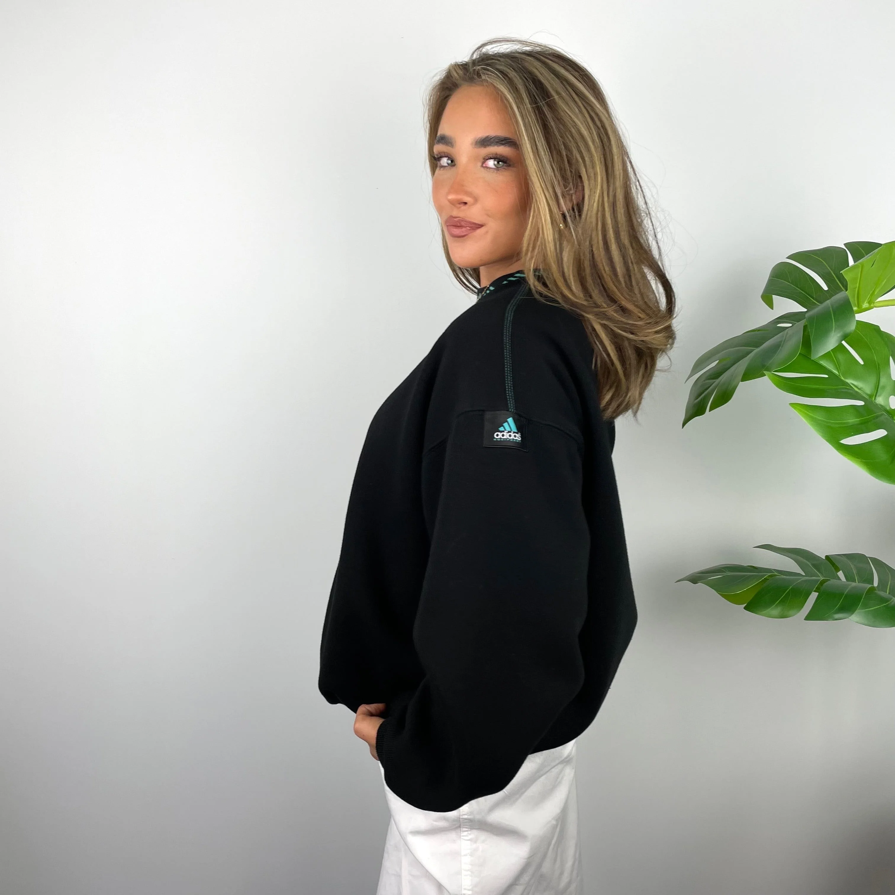 Adidas Equipment Black Embroidered Spell Out Sweatshirt (S) - Image 3