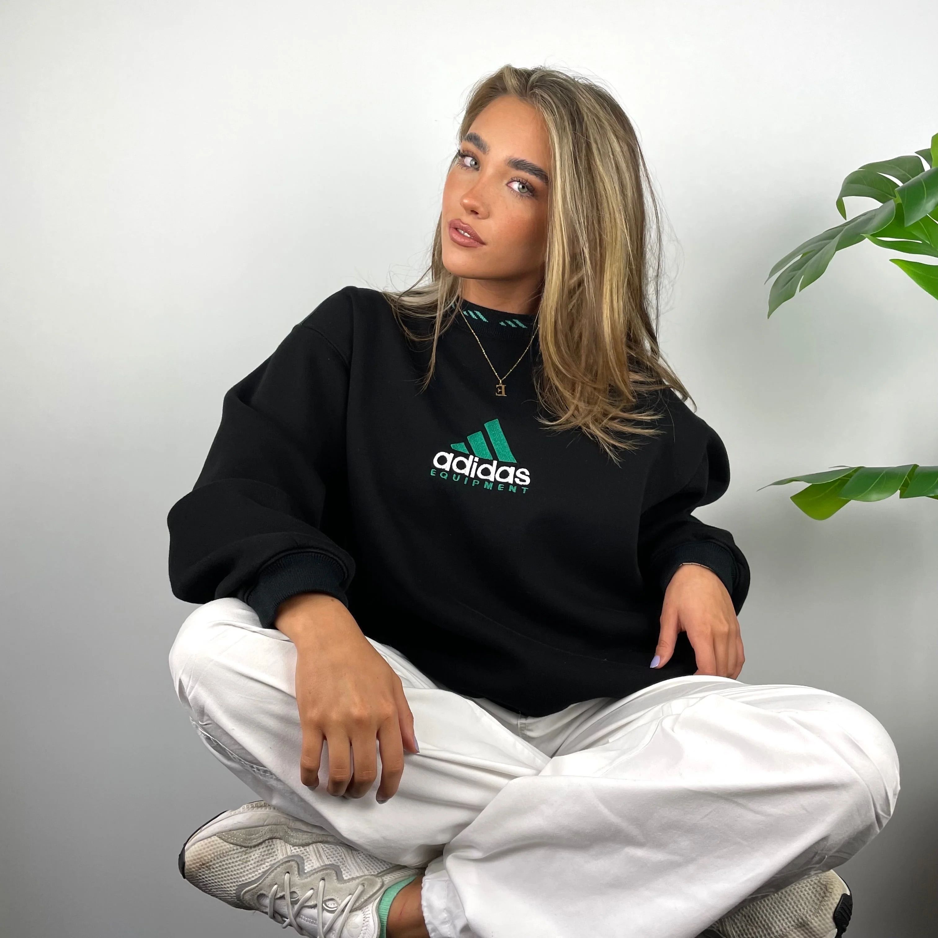 Adidas Equipment Black Embroidered Spell Out Sweatshirt (S) - Image 4