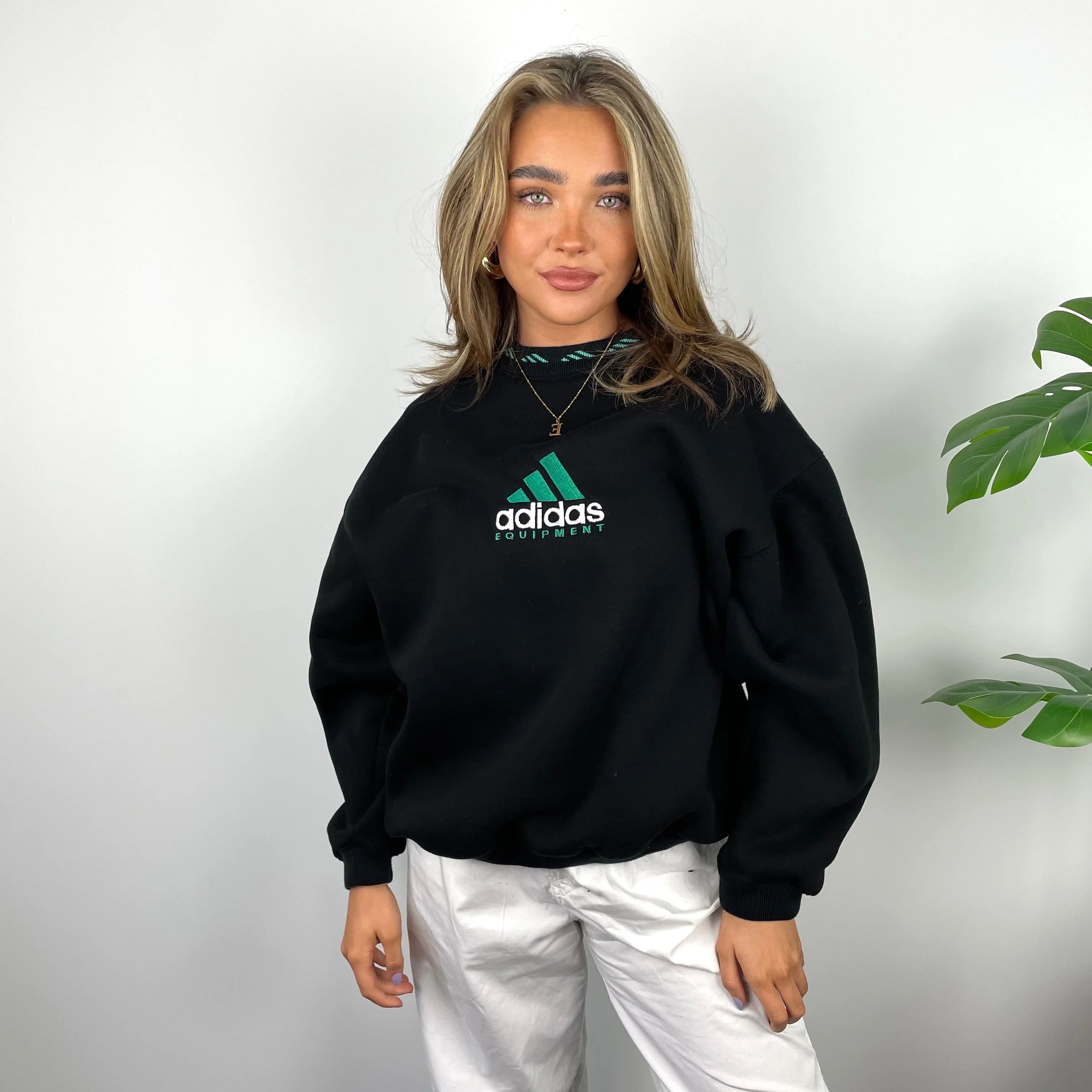 Adidas Equipment Black Embroidered Spell Out Sweatshirt (S) - Image 5
