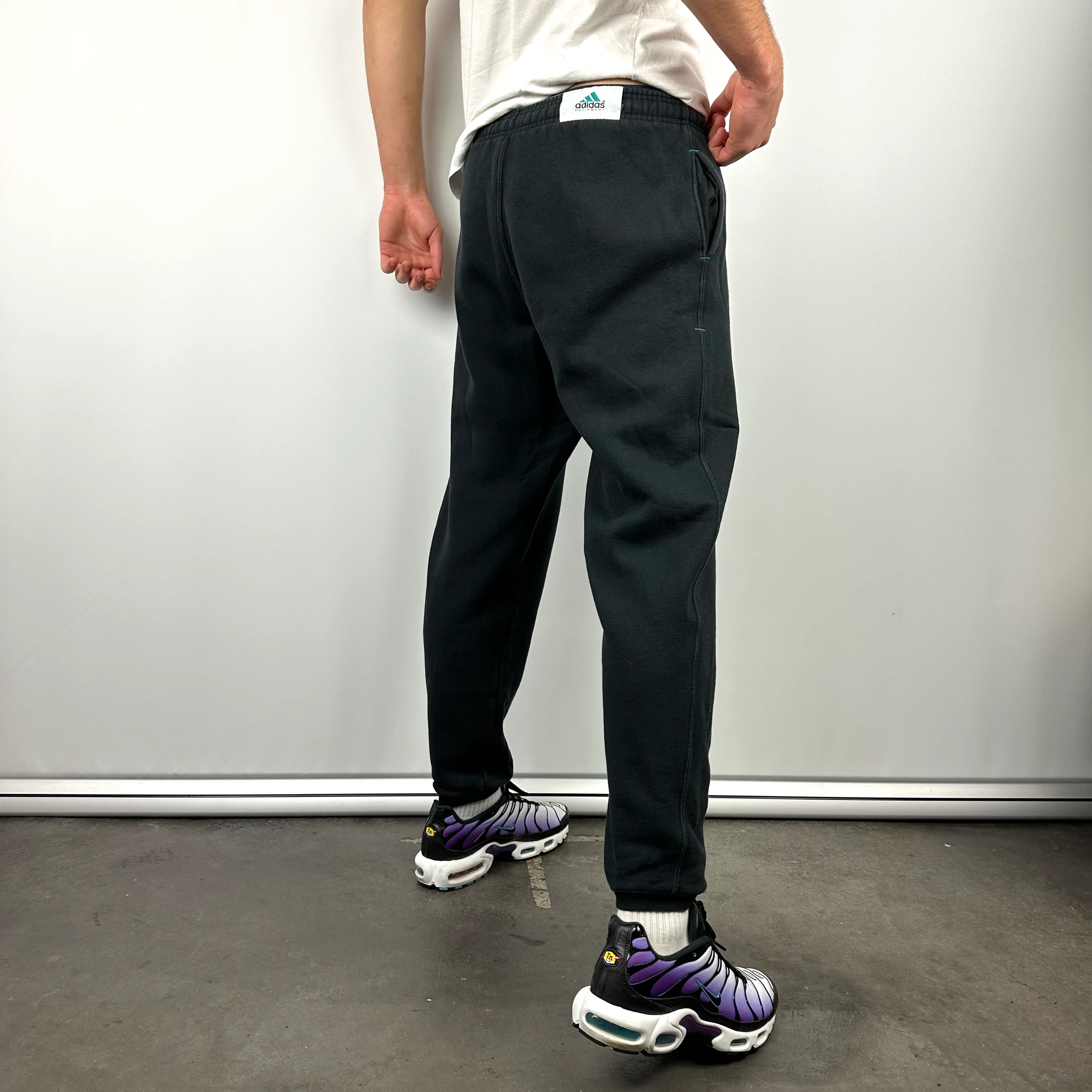 Adidas Equipment Black Embroidered Spell Out Track Pants (M) - Image 3