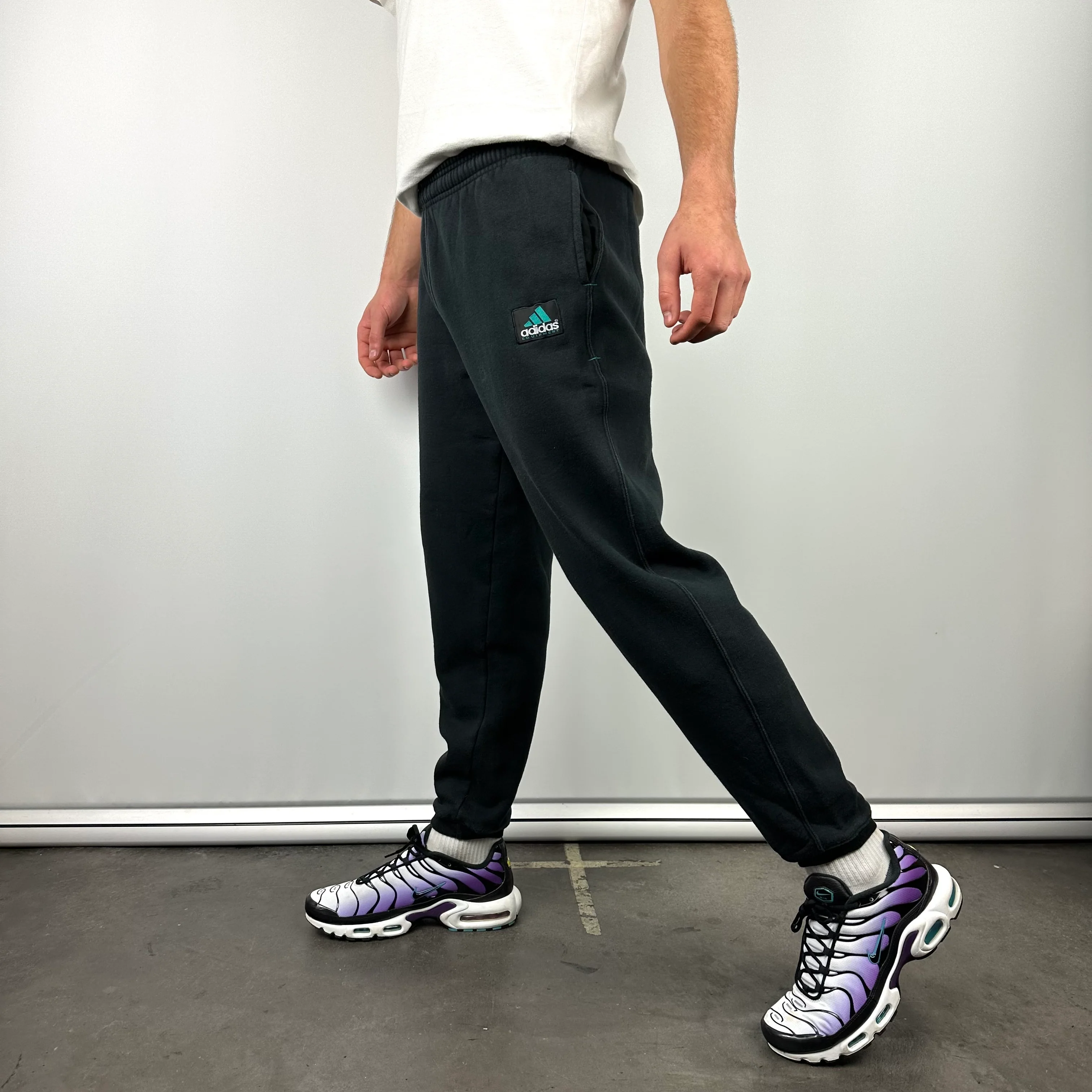Adidas Equipment Black Embroidered Spell Out Track Pants (M) - Image 4