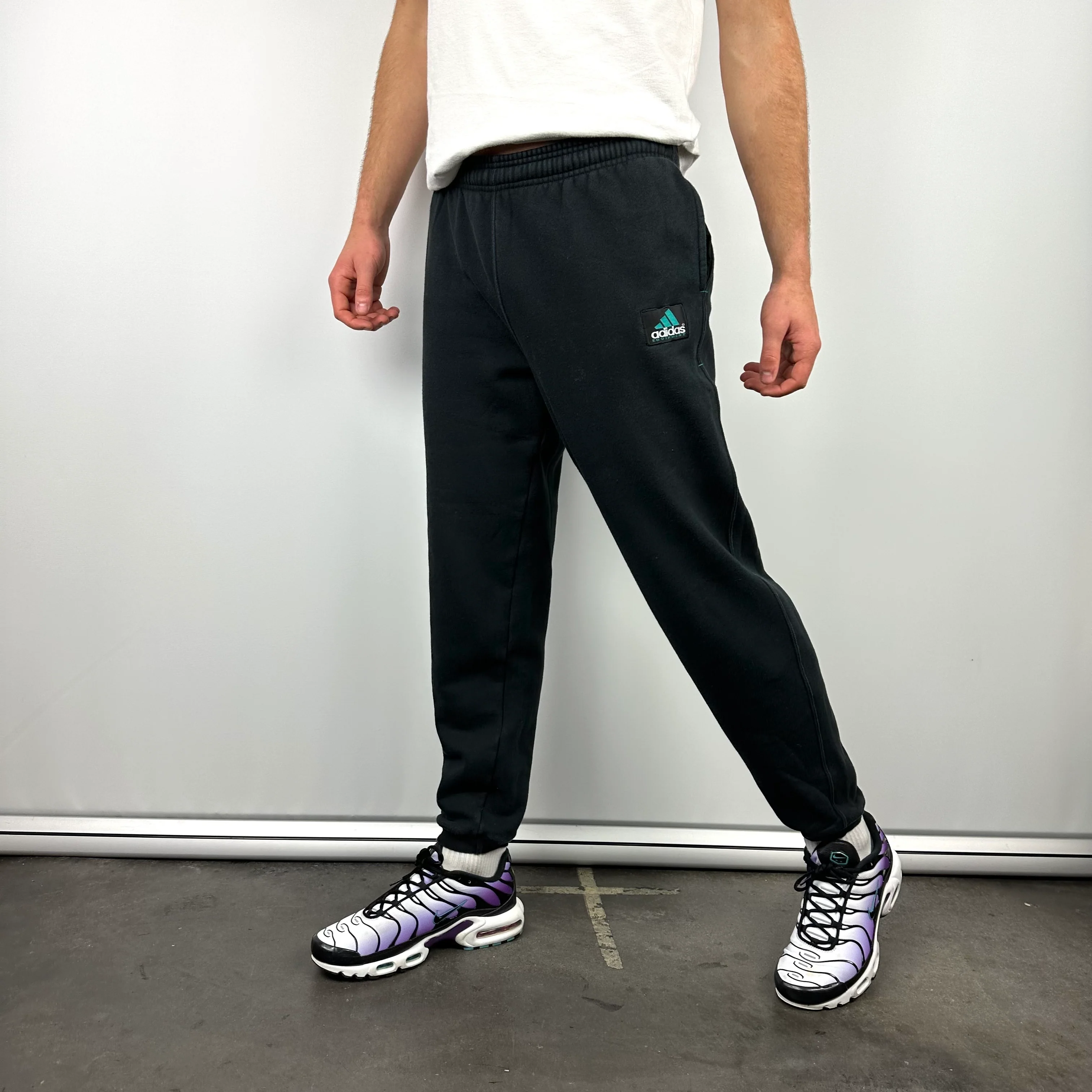 Adidas Equipment Black Embroidered Spell Out Track Pants (M) - Image 5