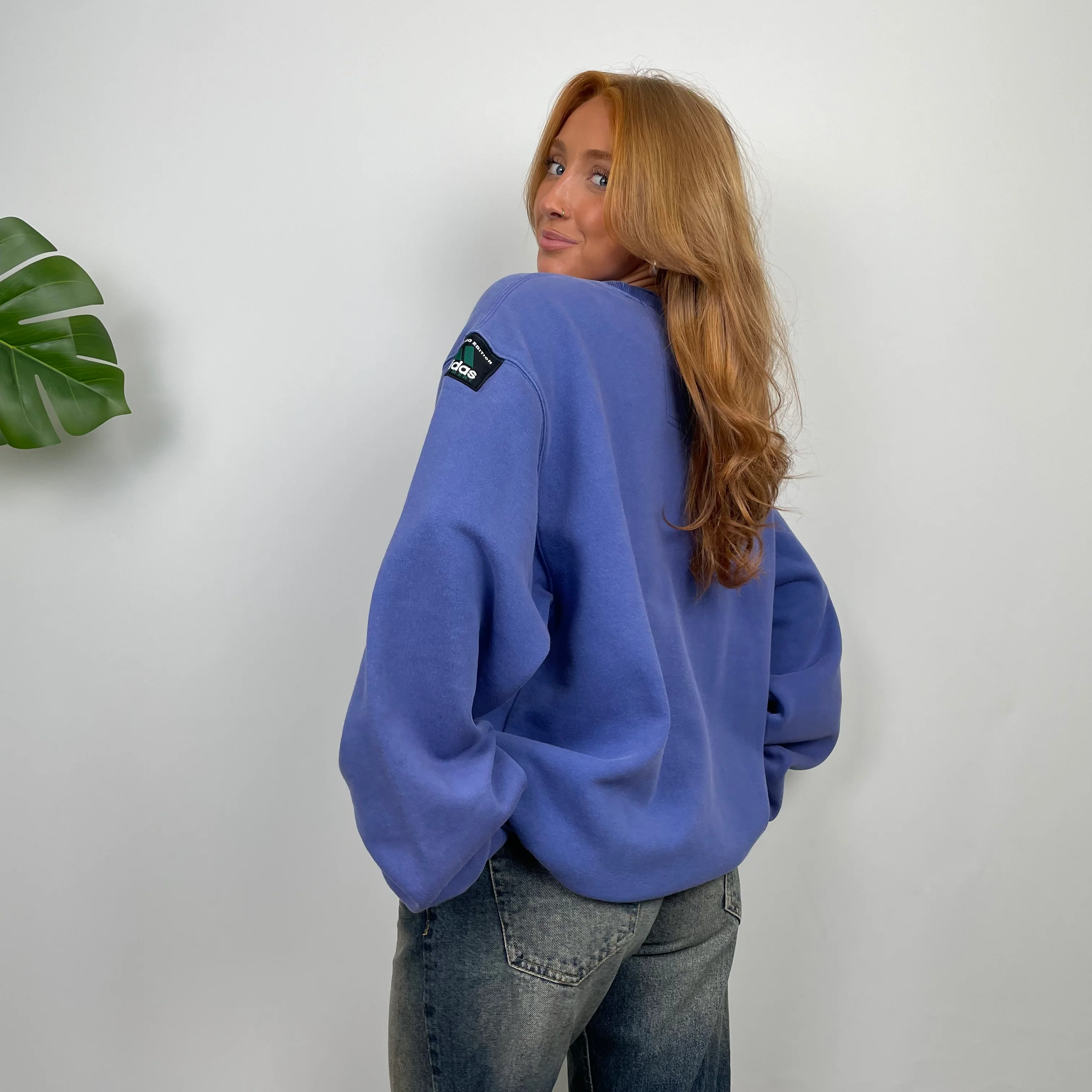 Adidas Equipment Blue Embroidered Spell Out Sweatshirt (L) - Image 3