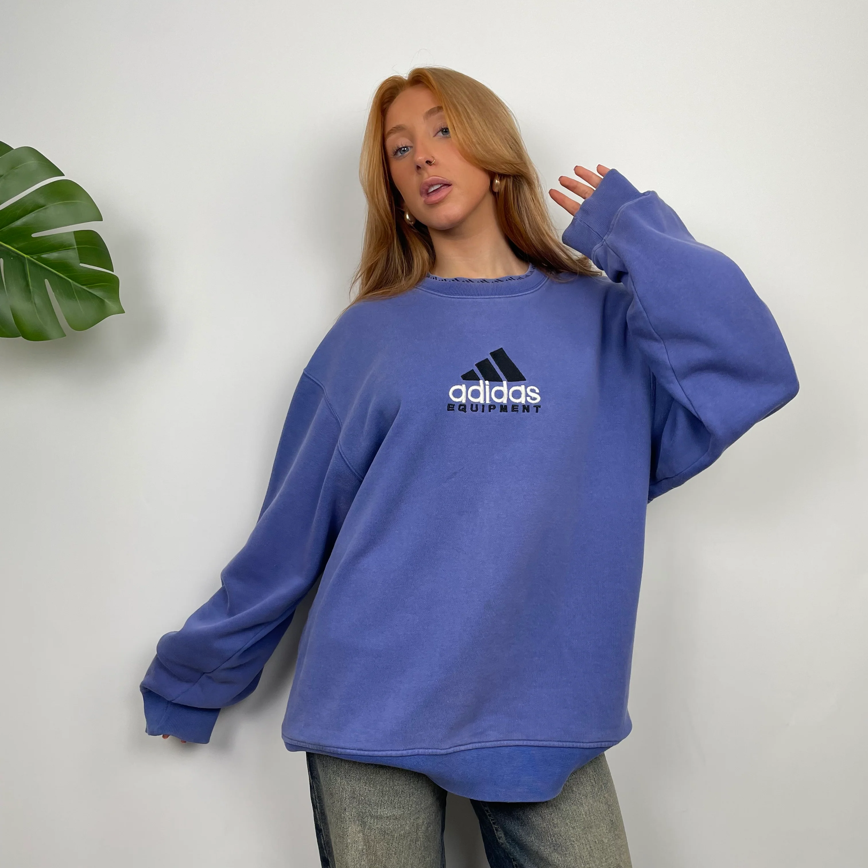 Adidas Equipment Blue Embroidered Spell Out Sweatshirt (L) - Image 4