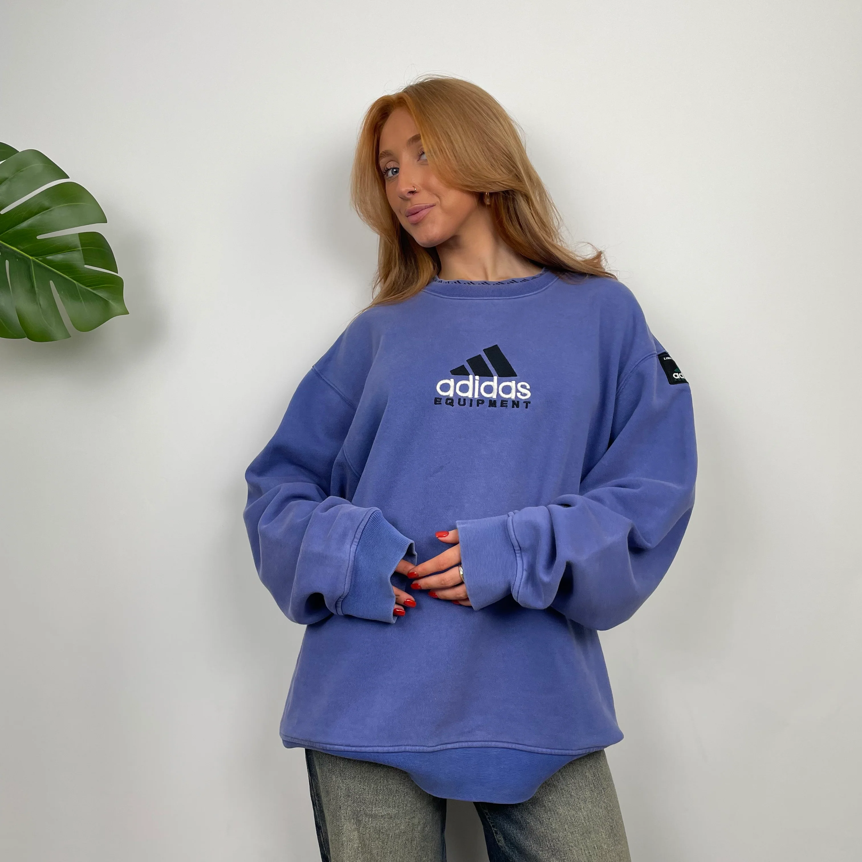Adidas Equipment Blue Embroidered Spell Out Sweatshirt (L) - Image 6