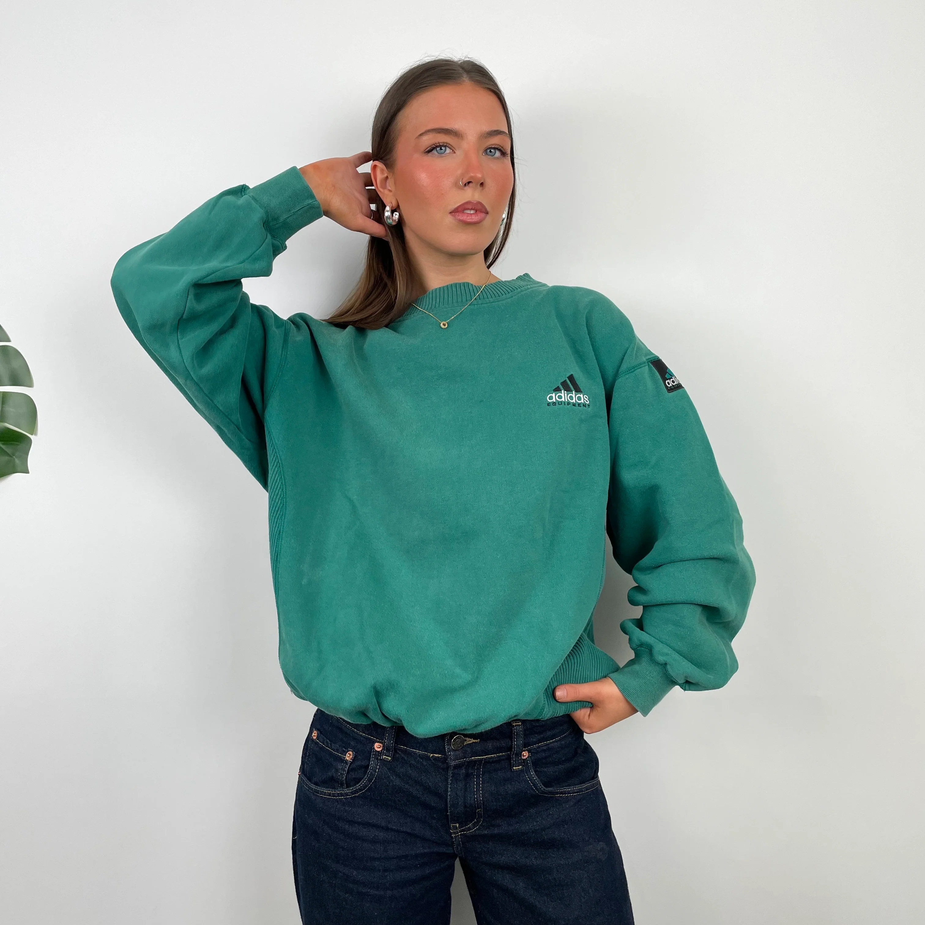 Adidas Equipment Green Embroidered Spell Out Sweatshirt (L)
