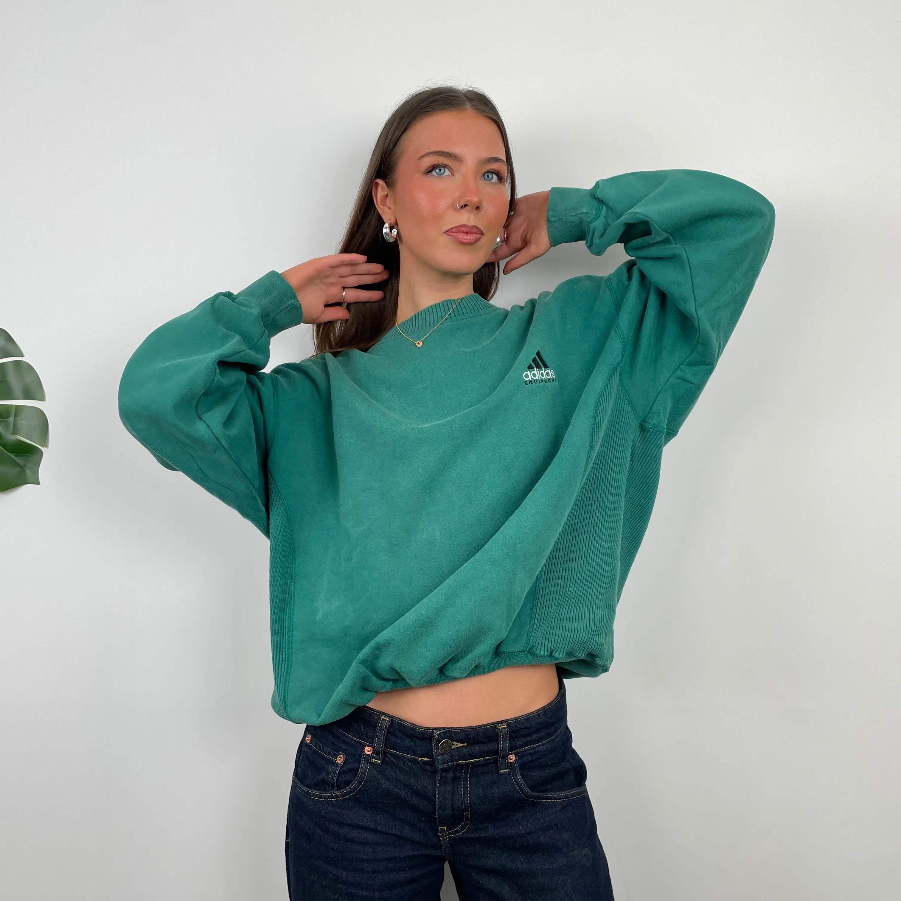 Adidas Equipment Green Embroidered Spell Out Sweatshirt (L) - Image 8