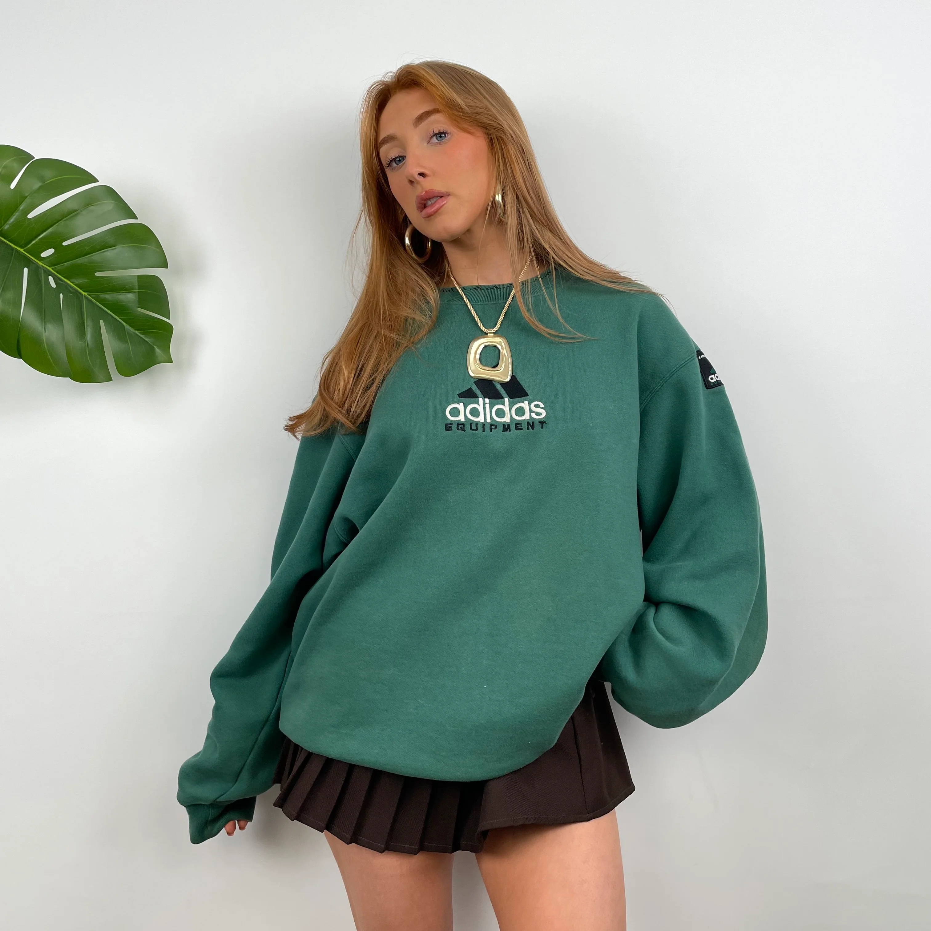 Adidas Equipment Green Embroidered Spell Out Sweatshirt (L)