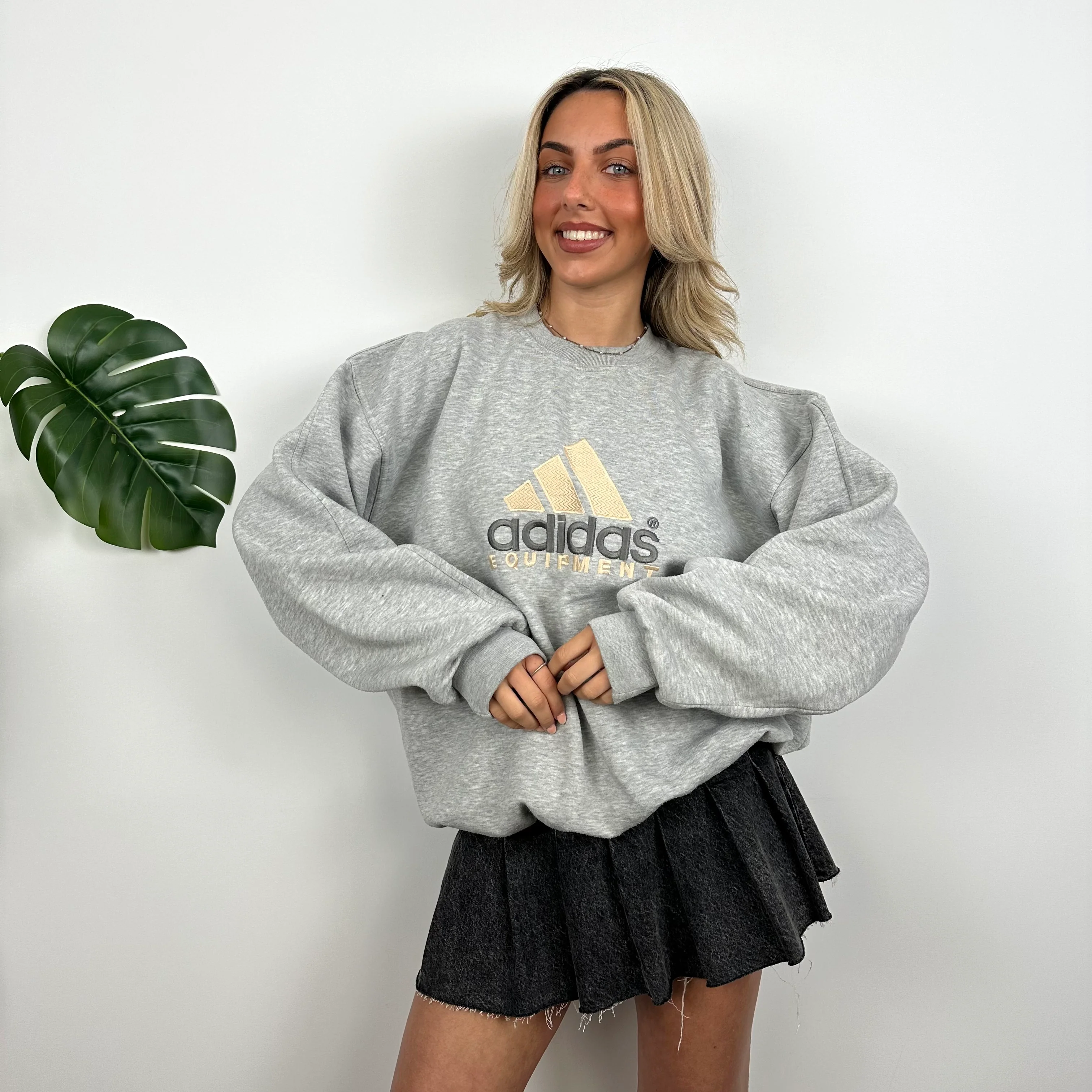Adidas Equipment Grey Embroidered Spell Out Sweatshirt (M) - Image 2