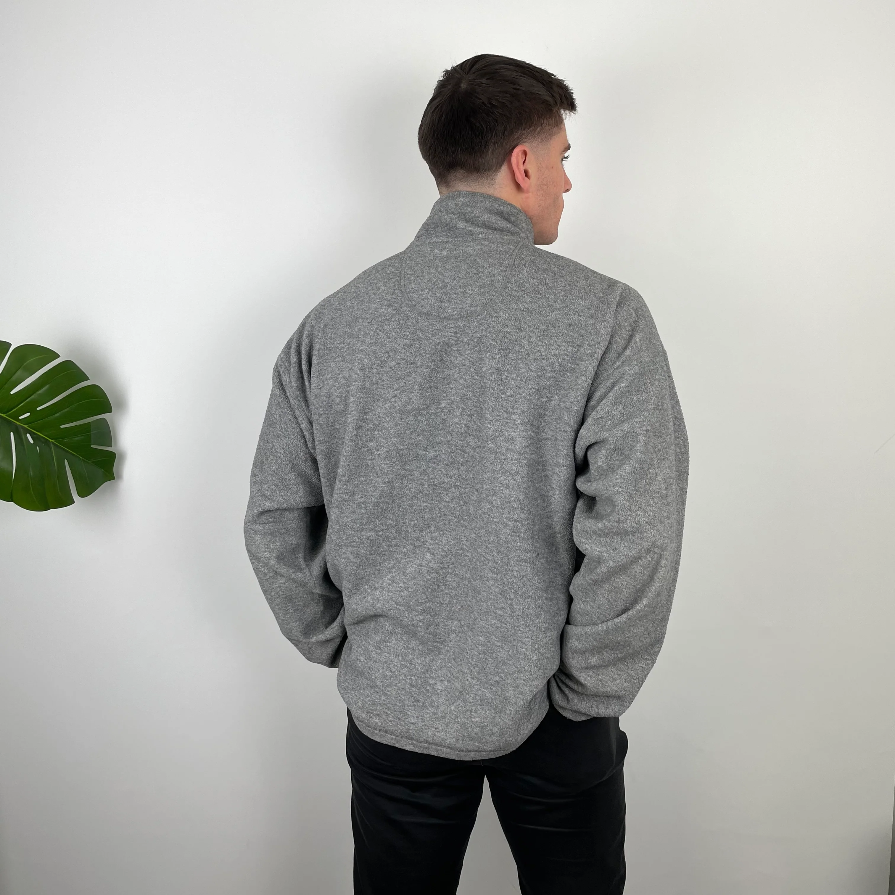 Adidas Equipment Grey Embroidered Spell Out Teddy Bear Fleece Quarter Zip Sweatshirt (XL) - Image 5