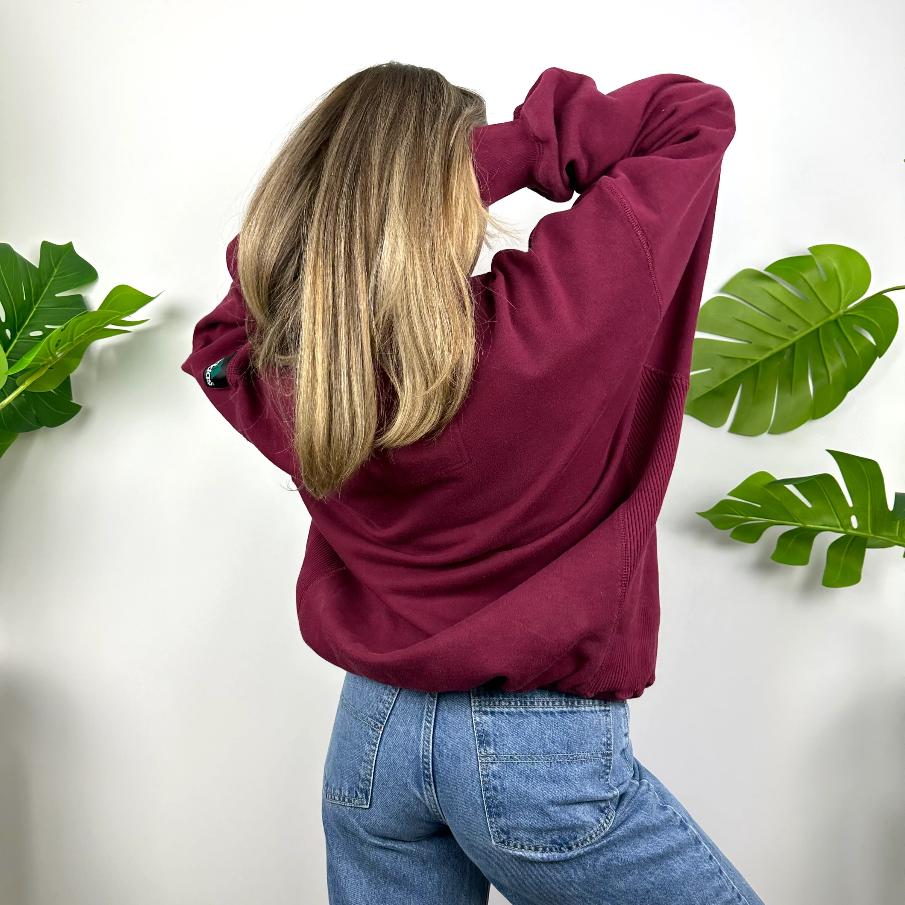 Adidas Equipment Maroon Embroidered Spell Out Quarter Zip Sweatshirt (L) - Image 8