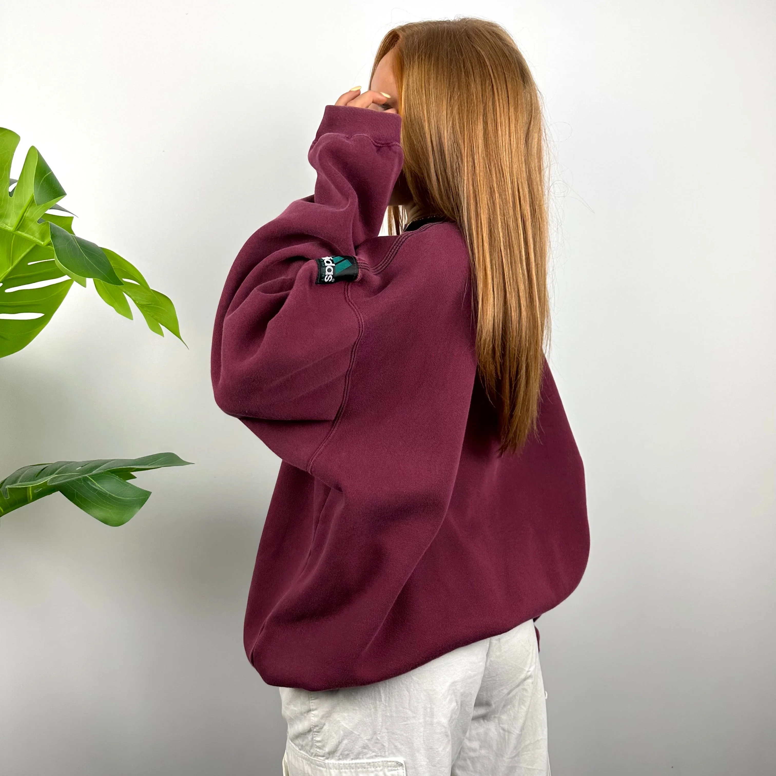 Adidas Equipment Maroon Embroidered Spell Out Sweatshirt (L) - Image 3