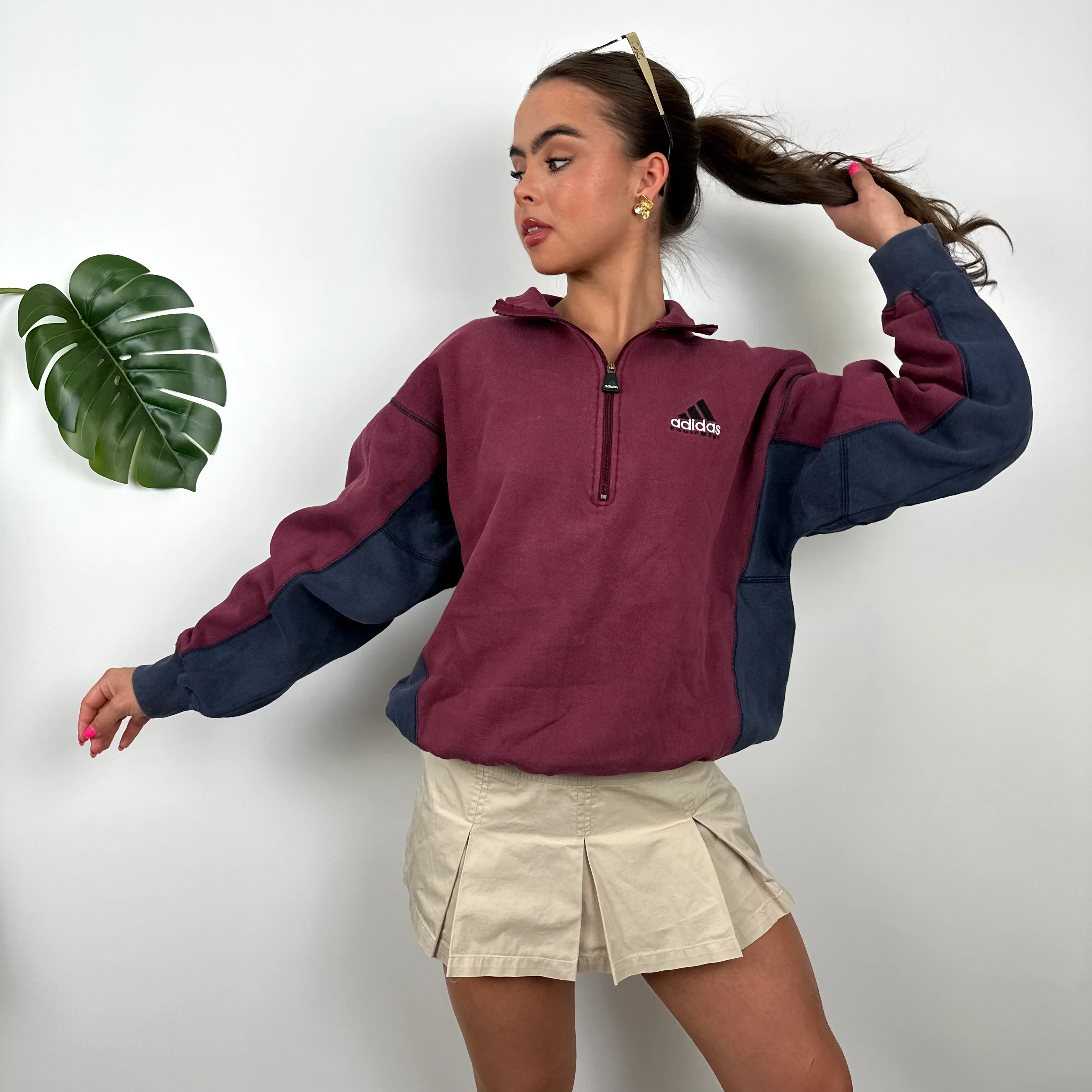 Adidas Equipment Maroon Embroidered Spell Out Sweatshirt (S) - Image 2