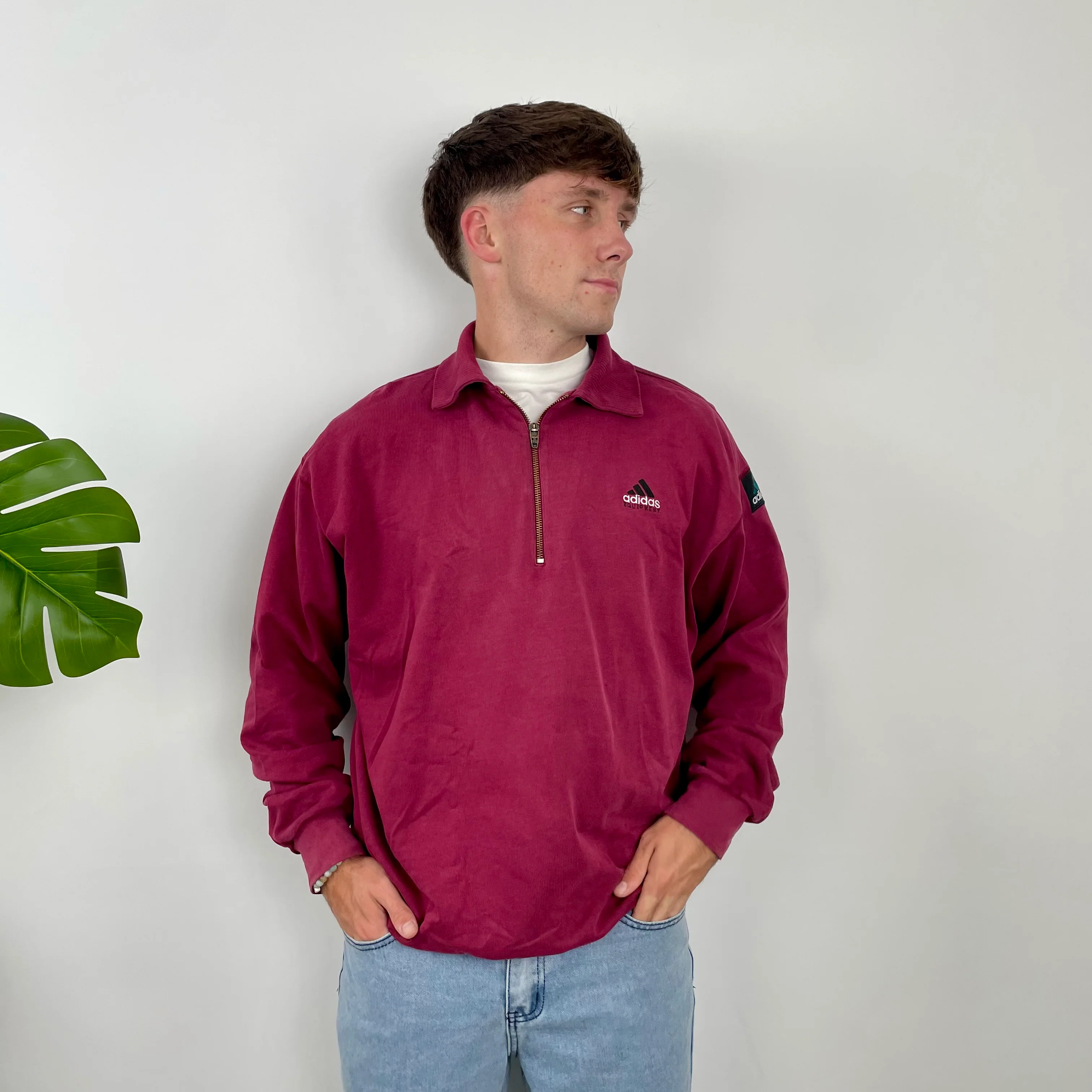 Adidas Equipment Maroon Embroidered Spell Out Sweatshirt (L) - Image 2