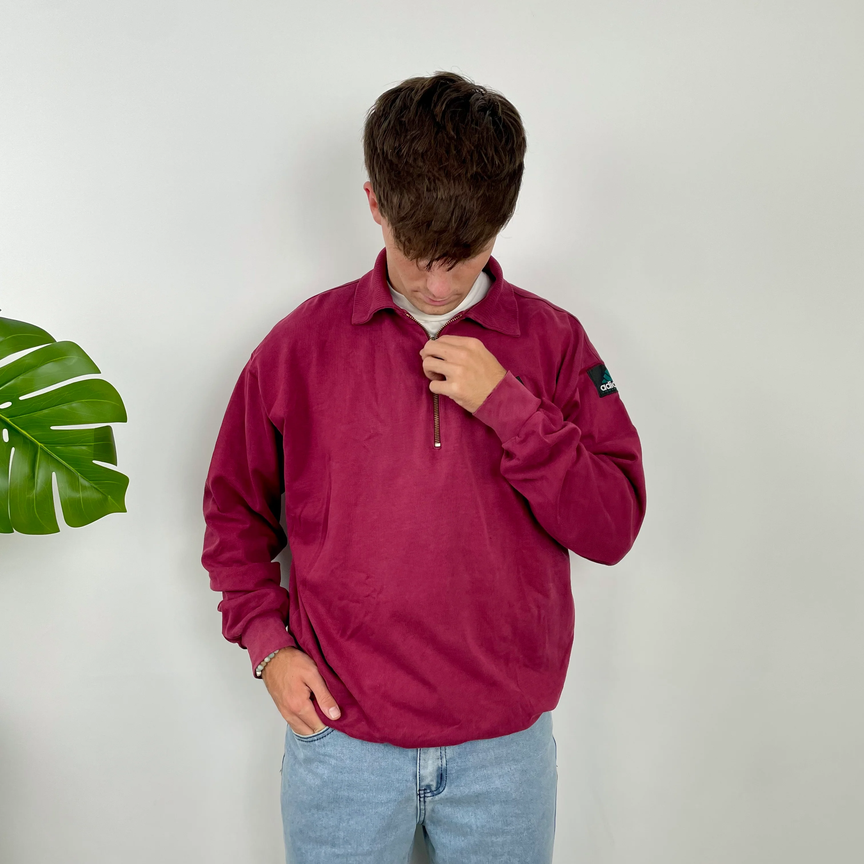Adidas Equipment Maroon Embroidered Spell Out Sweatshirt (L) - Image 3